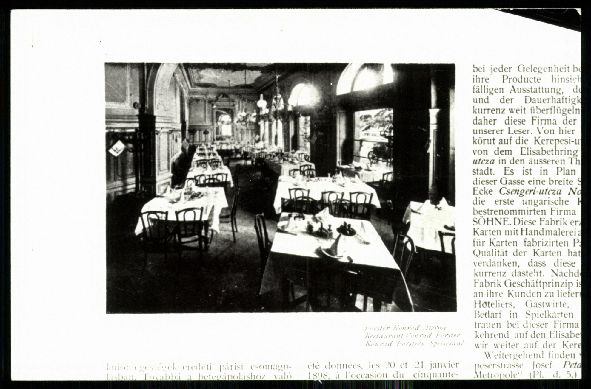 Förster Konrád étterme a mai Bajcsy és Alkotmány utca sarkán (Magyar Kereskedelmi és Vendéglátóipari Múzeum CC BY-NC-ND)