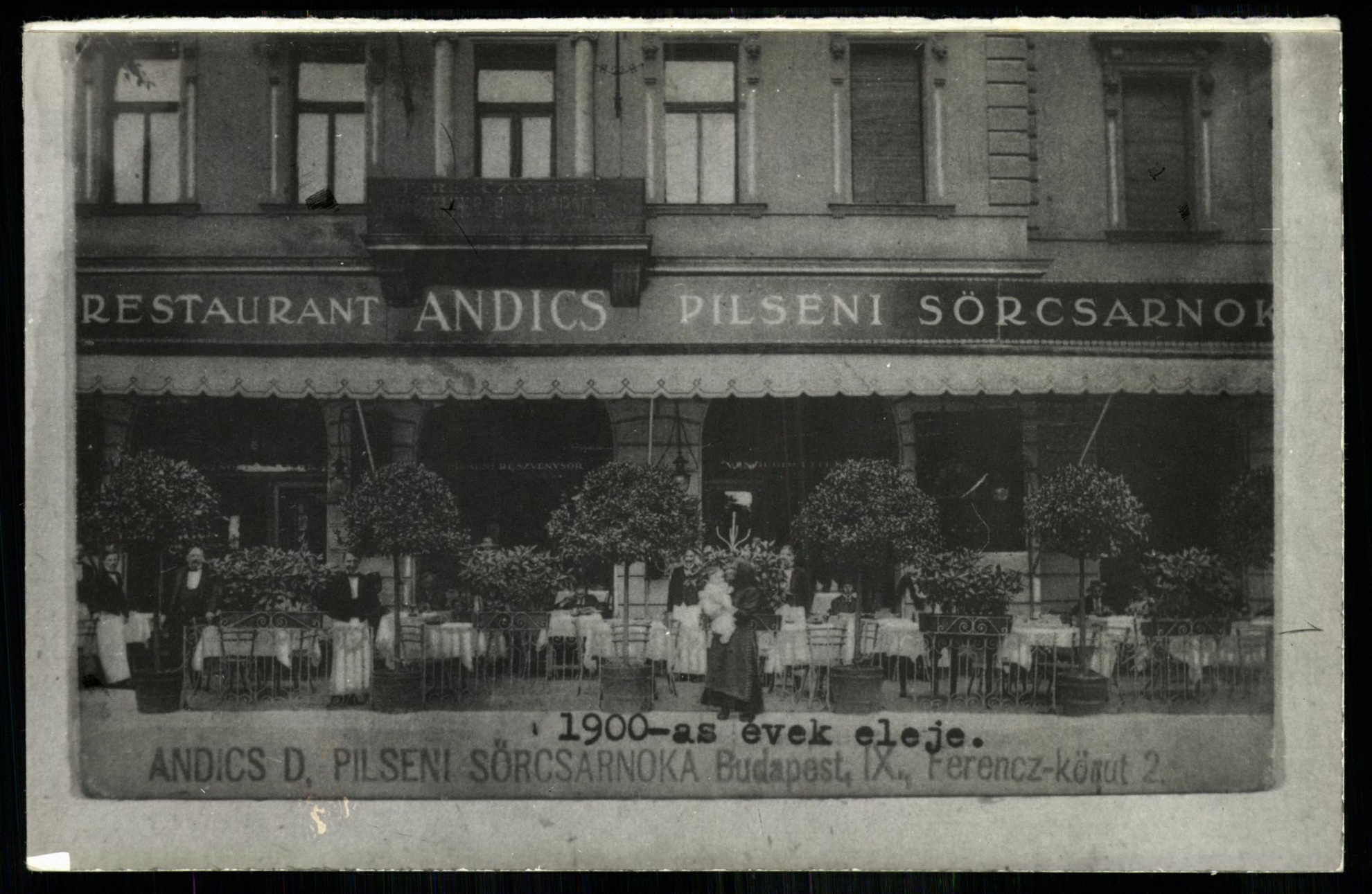 Andics D. Pilseni Sörcsarnoka, Budapest, IX., Ferenc körút 2. (Magyar Kereskedelmi és Vendéglátóipari Múzeum CC BY-NC-ND)
