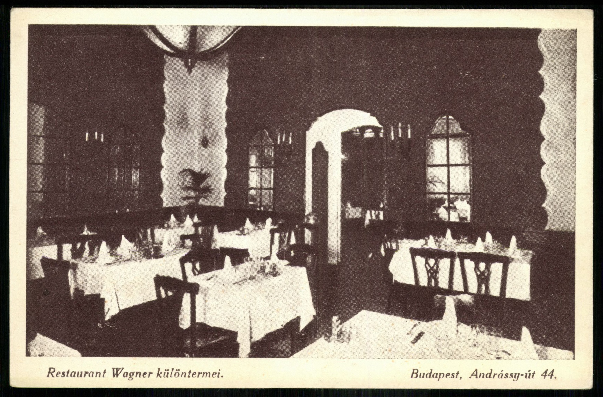 Restaurant Wagner különtermei, Budapest, Andrássy út 44. (Magyar Kereskedelmi és Vendéglátóipari Múzeum CC BY-NC-ND)