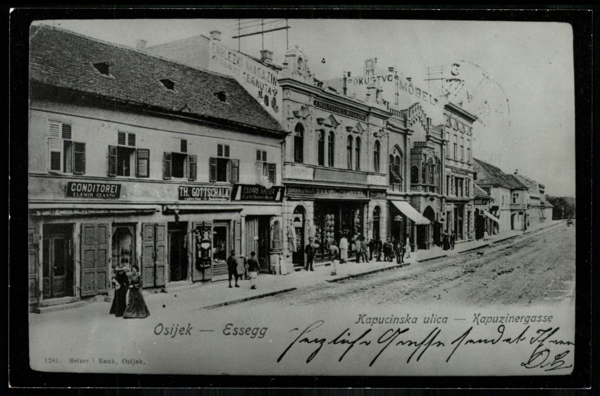 Osijek Kapucinska ulica. Cukrászda (Magyar Kereskedelmi és Vendéglátóipari Múzeum CC BY-NC-ND)