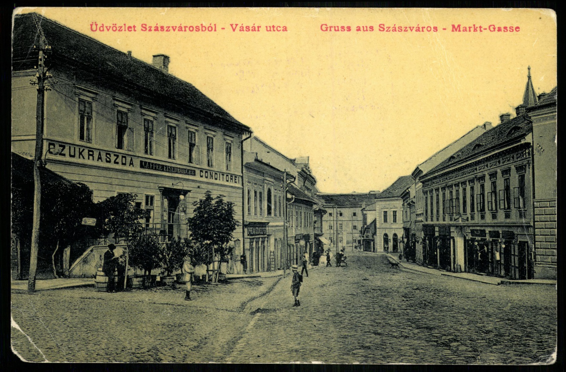 Szászváros Vásár utca. Cukrászda (Magyar Kereskedelmi és Vendéglátóipari Múzeum CC BY-NC-ND)