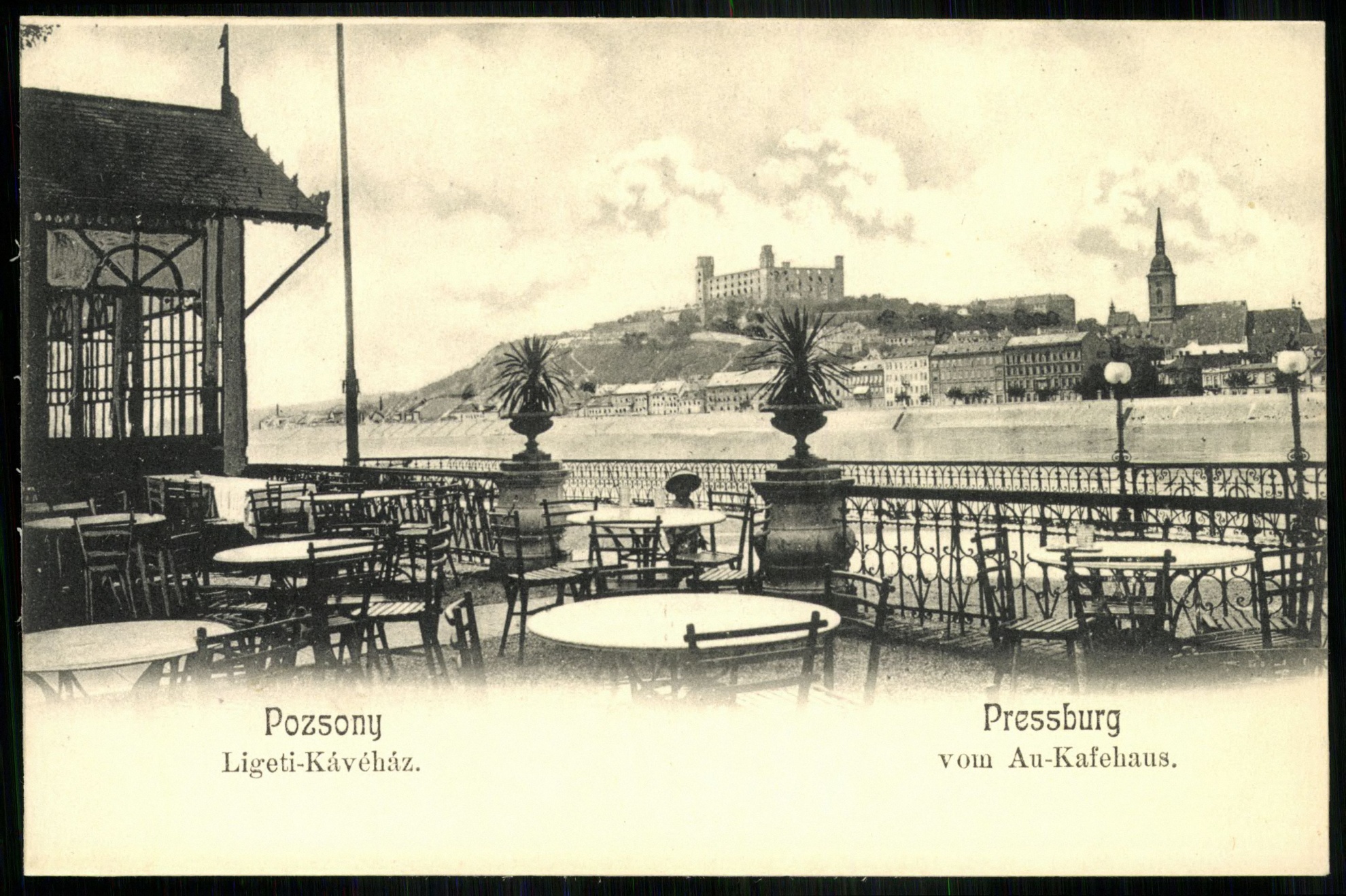 Pozsony Ligeti mulató. Au-Café Restaurant Udvorka István vendéglős és Kaves. Tel. No. 179 (Magyar Kereskedelmi és Vendéglátóipari Múzeum CC BY-NC-ND)