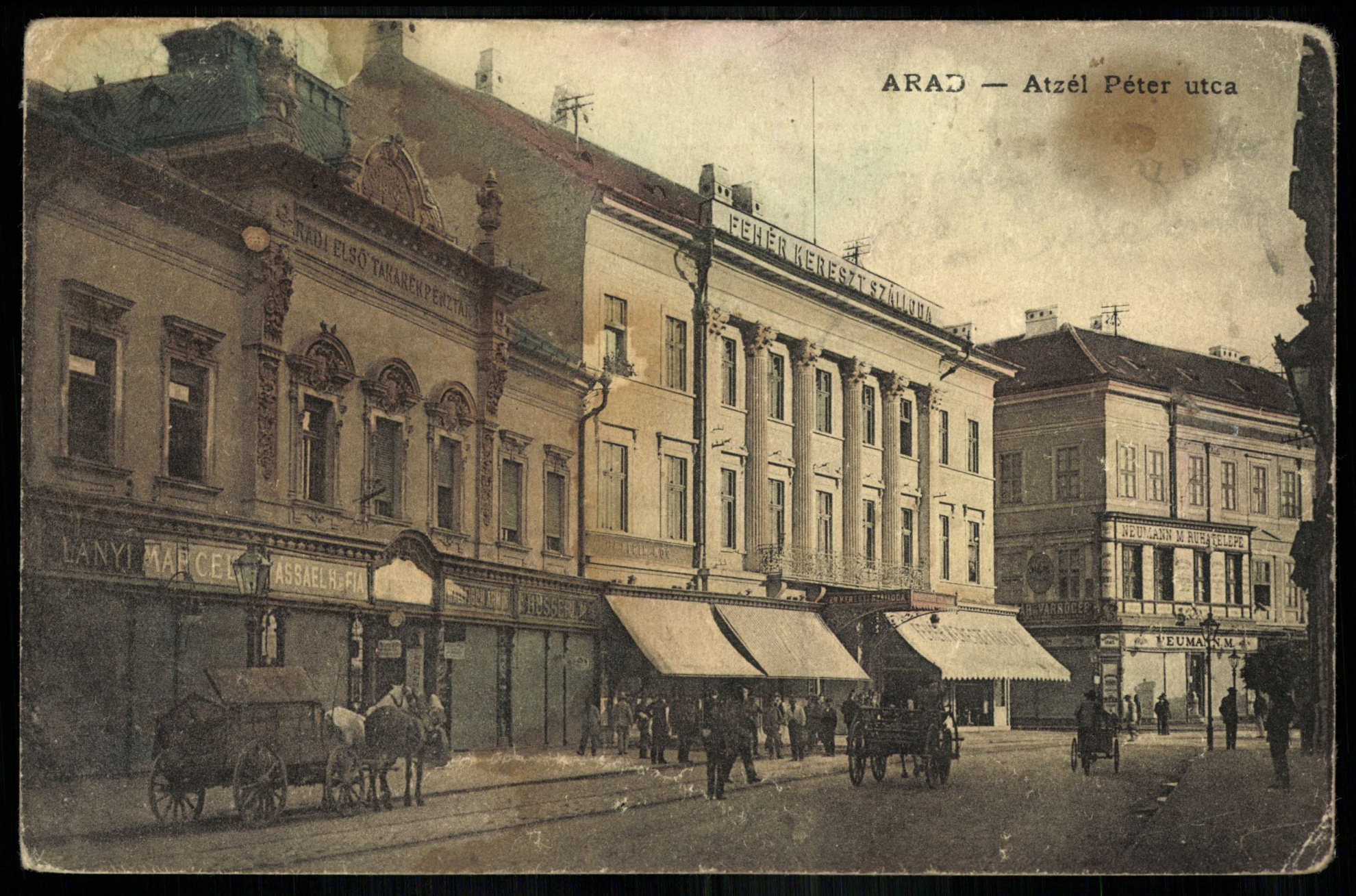 Arad Atzél Péter utca. Fehér Kereszt szálloda (Magyar Kereskedelmi és Vendéglátóipari Múzeum CC BY-NC-ND)
