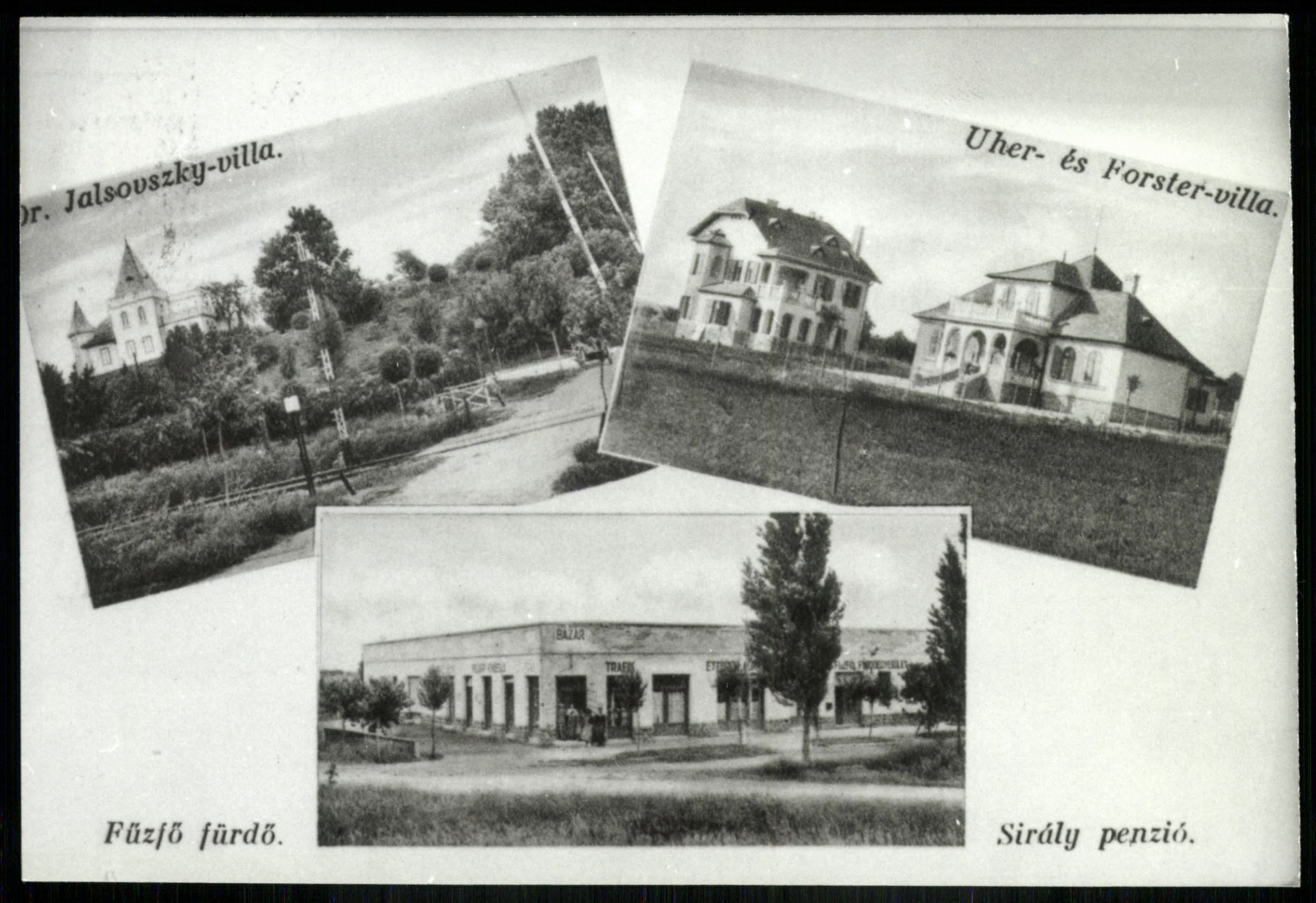 Dr. Jalsovszky villa; Uher és Forster villa; Füzfő fürdő; Sirály panzió (Magyar Kereskedelmi és Vendéglátóipari Múzeum CC BY-NC-ND)