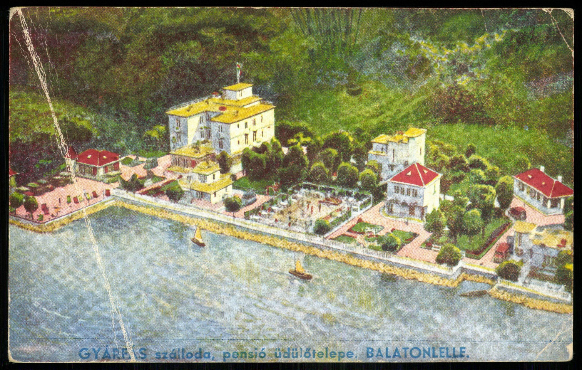 Balatonlelle Gyárfás szálloda, pensió üdülőtelepe (Magyar Kereskedelmi és Vendéglátóipari Múzeum CC BY-NC-ND)