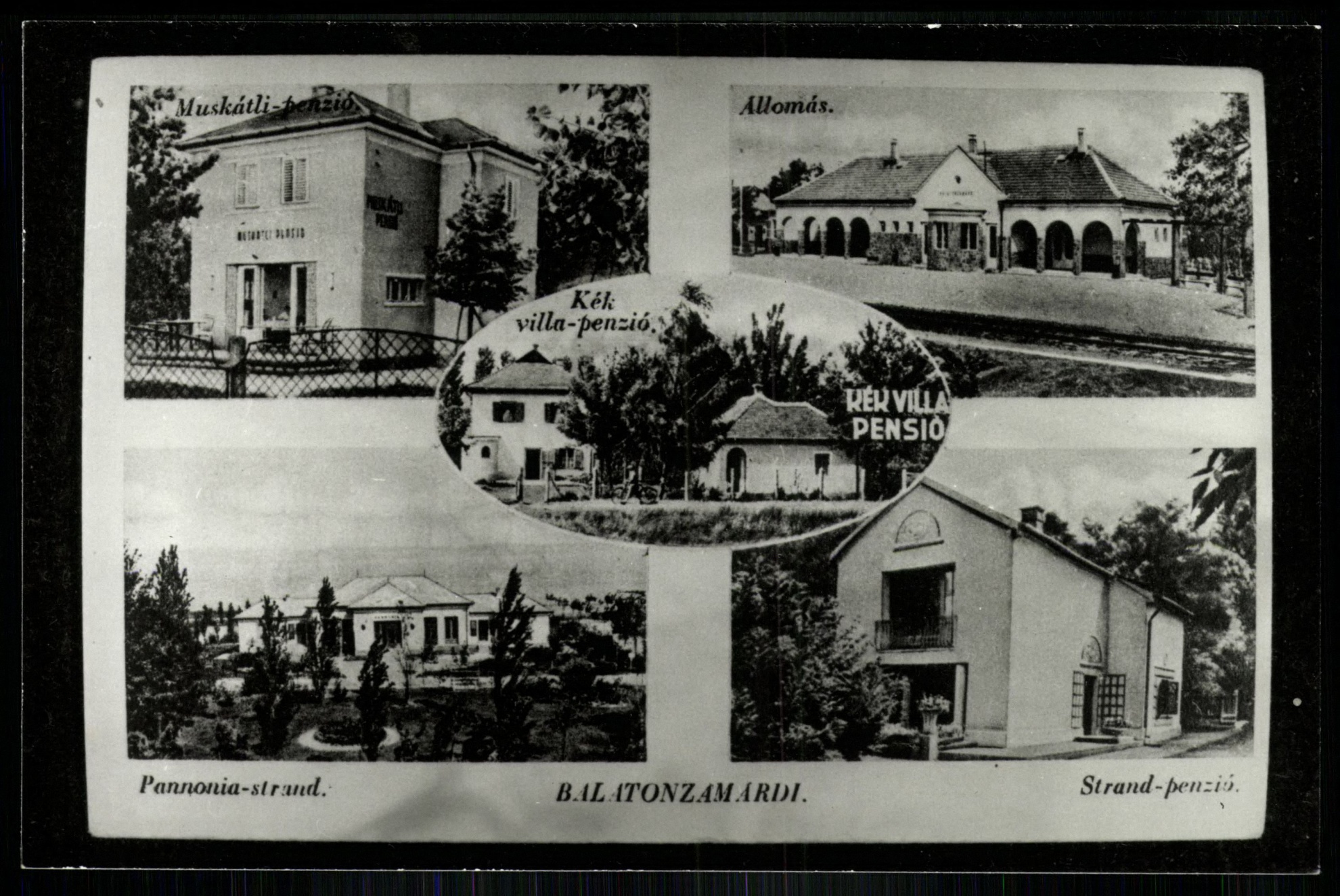 Balatonzamárdi Muskátli-penzió, Állomás, Pannonia-strand, Kék villa-penzió, Strand-penzió, Állomás (Magyar Kereskedelmi és Vendéglátóipari Múzeum CC BY-NC-ND)