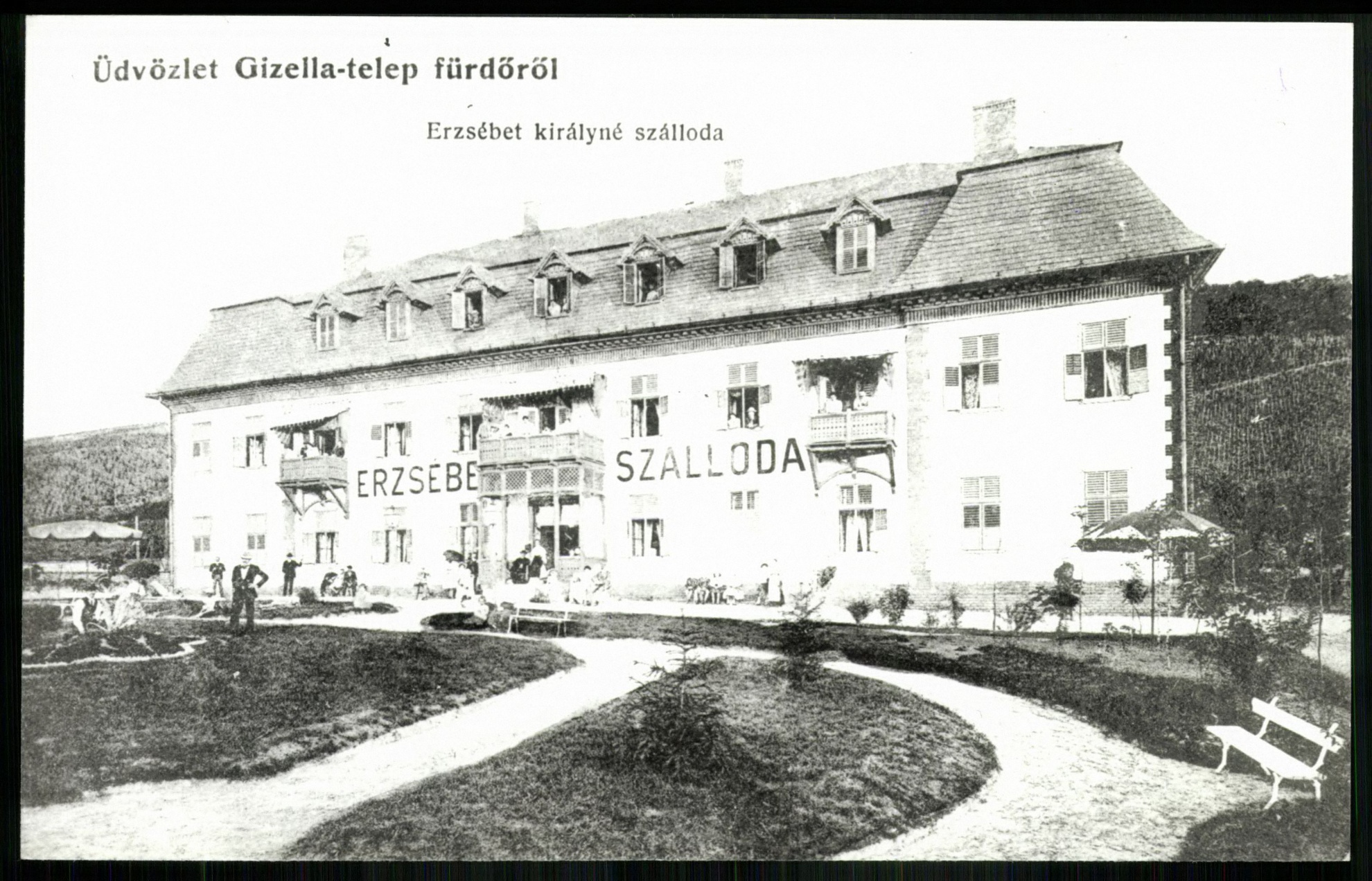 Gizella-telep fürdő. Erzsébet királyné szálloda (Magyar Kereskedelmi és Vendéglátóipari Múzeum CC BY-NC-ND)