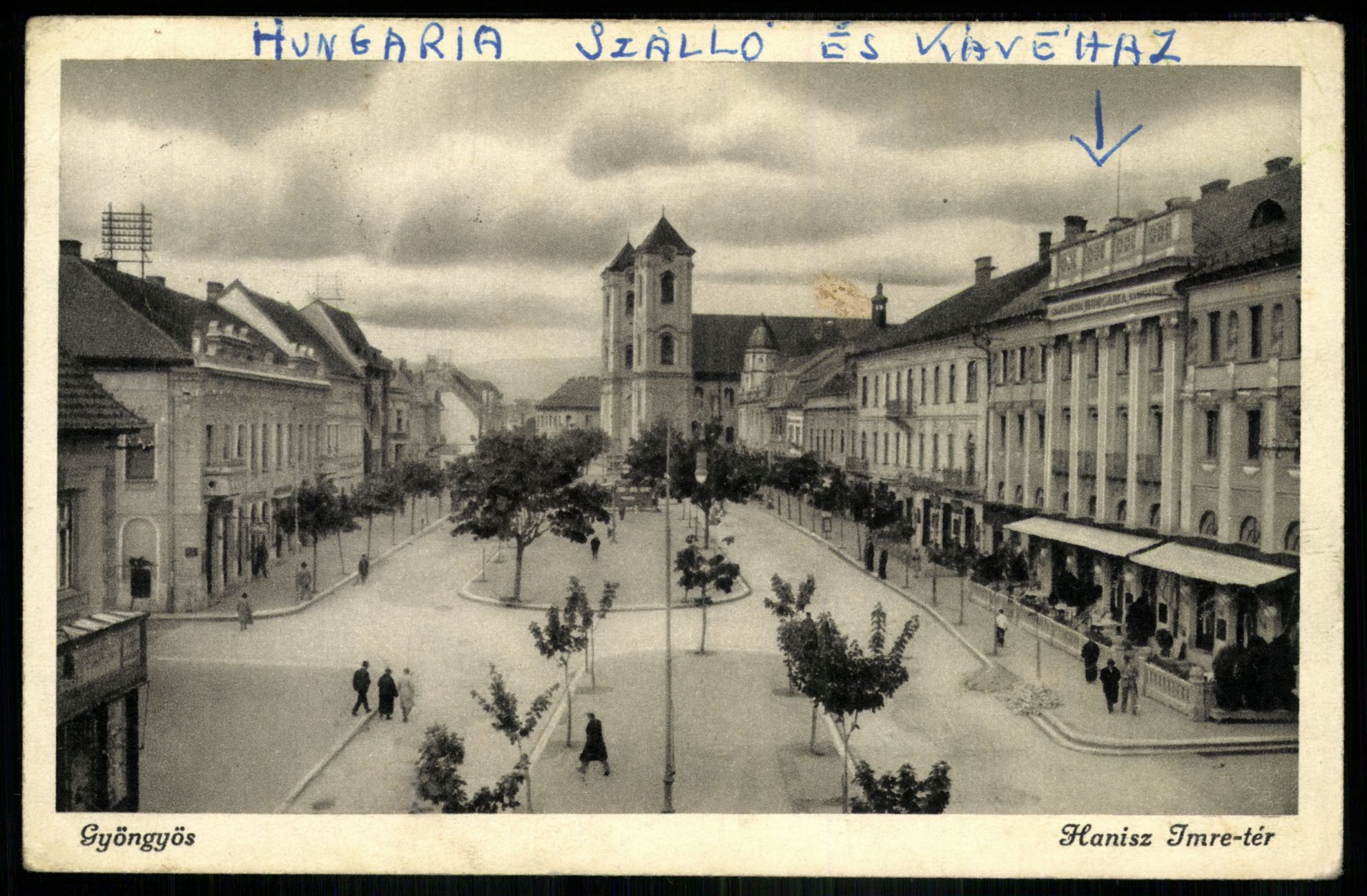 Gyöngyös Hanisz Imre tér. Hungária szálló és kávéház (Magyar Kereskedelmi és Vendéglátóipari Múzeum CC BY-NC-ND)