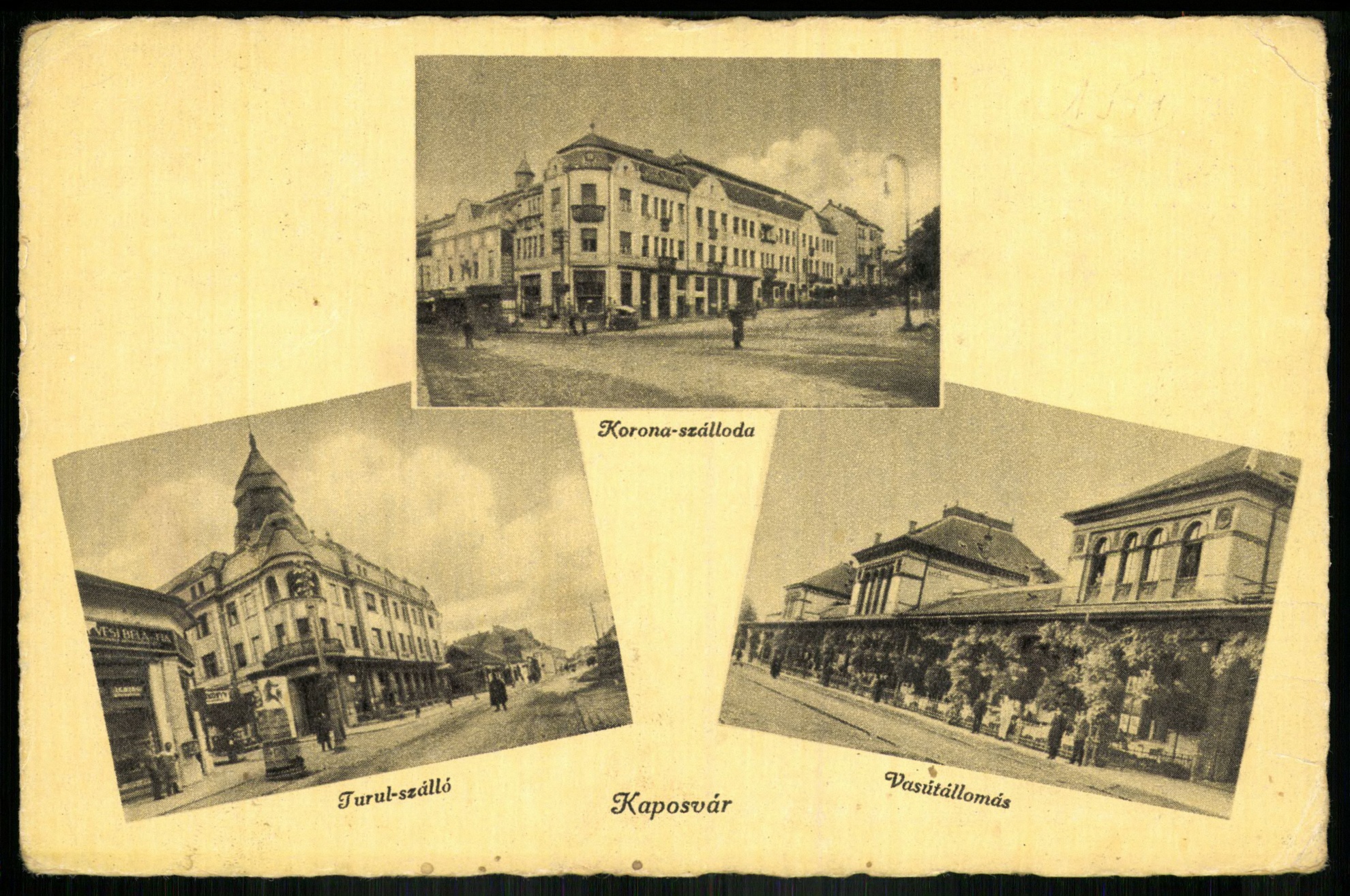 Kaposvár Korona szálloda, Turul szálló, Vasútállomás (Magyar Kereskedelmi és Vendéglátóipari Múzeum CC BY-NC-ND)