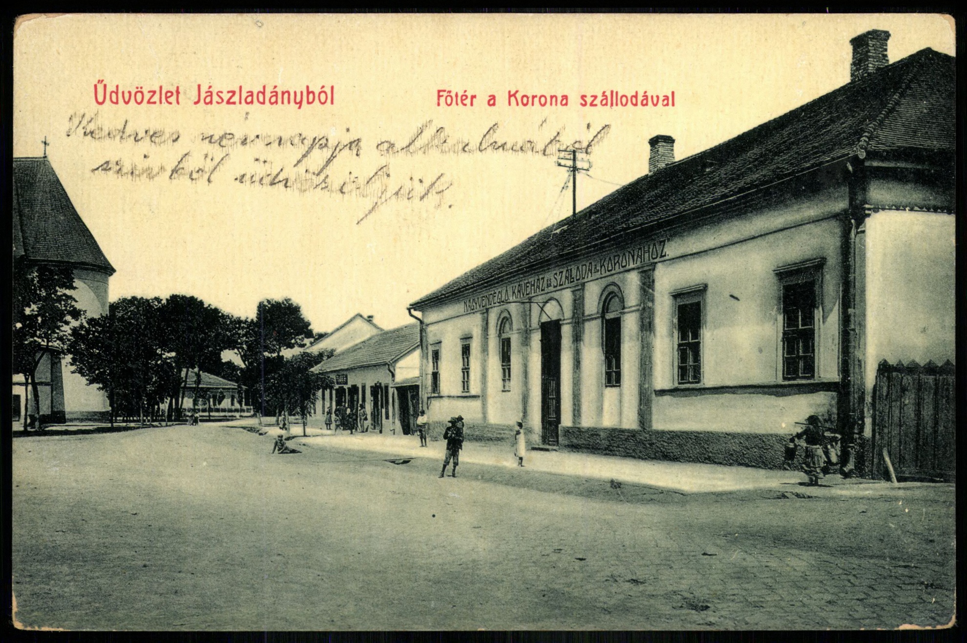 Jászladány Főtér a Korona szállodával (Magyar Kereskedelmi és Vendéglátóipari Múzeum CC BY-NC-ND)