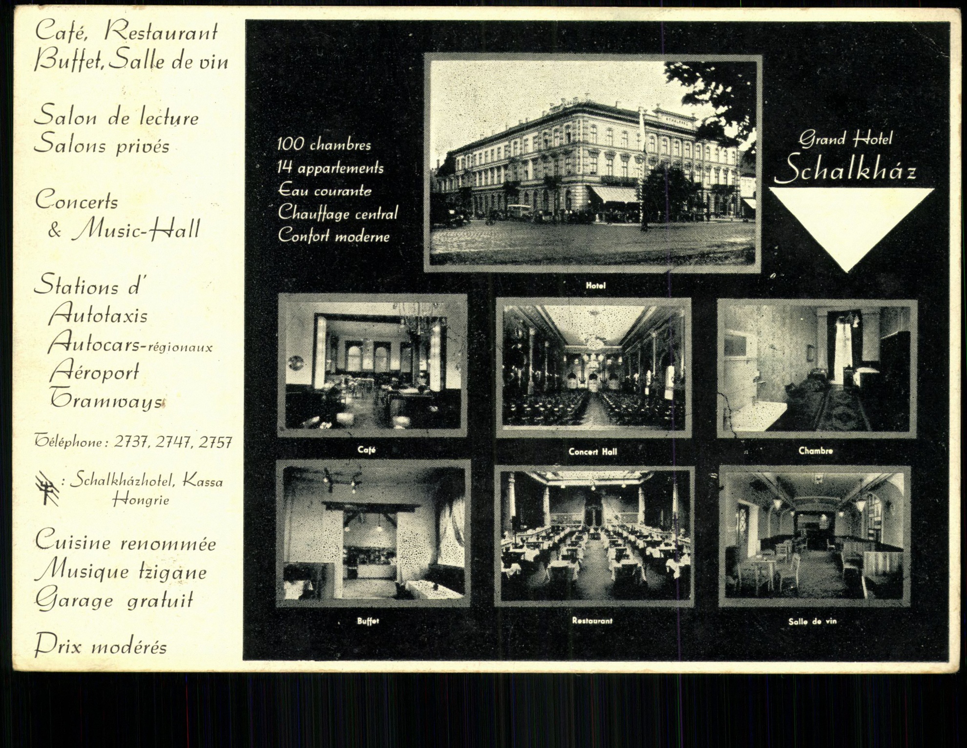 Kassa Grand Hotel Schalkház Rt. (Magyar Kereskedelmi és Vendéglátóipari Múzeum CC BY-NC-ND)