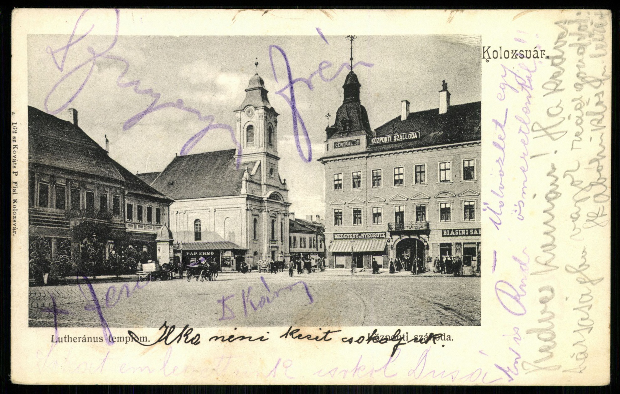 Kolozsvár Lutheránus templom. Központi szálloda (Magyar Kereskedelmi és Vendéglátóipari Múzeum CC BY-NC-ND)