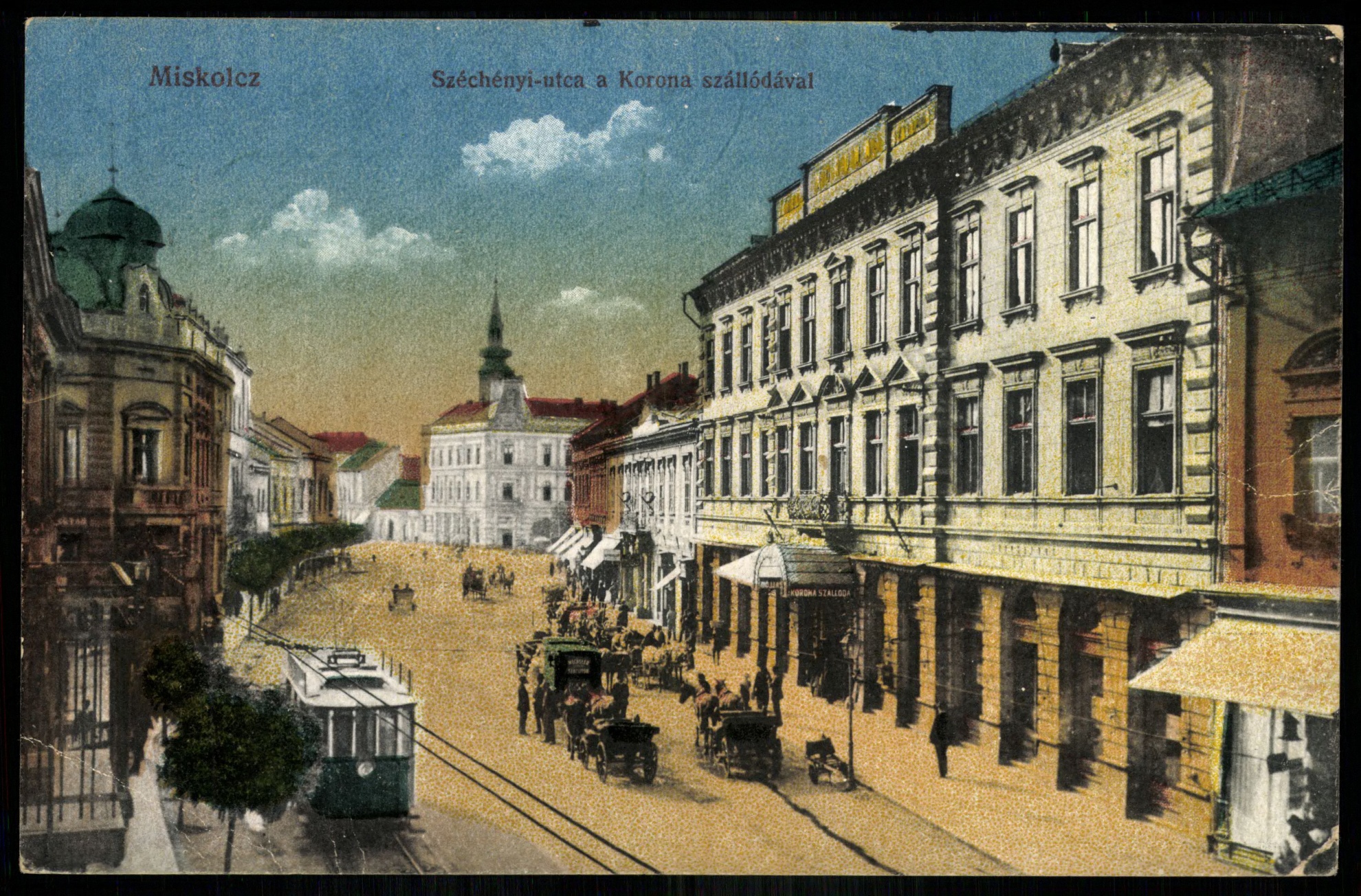 Miskolc Széchényi utca a Korona szállodával (Magyar Kereskedelmi és Vendéglátóipari Múzeum CC BY-NC-ND)