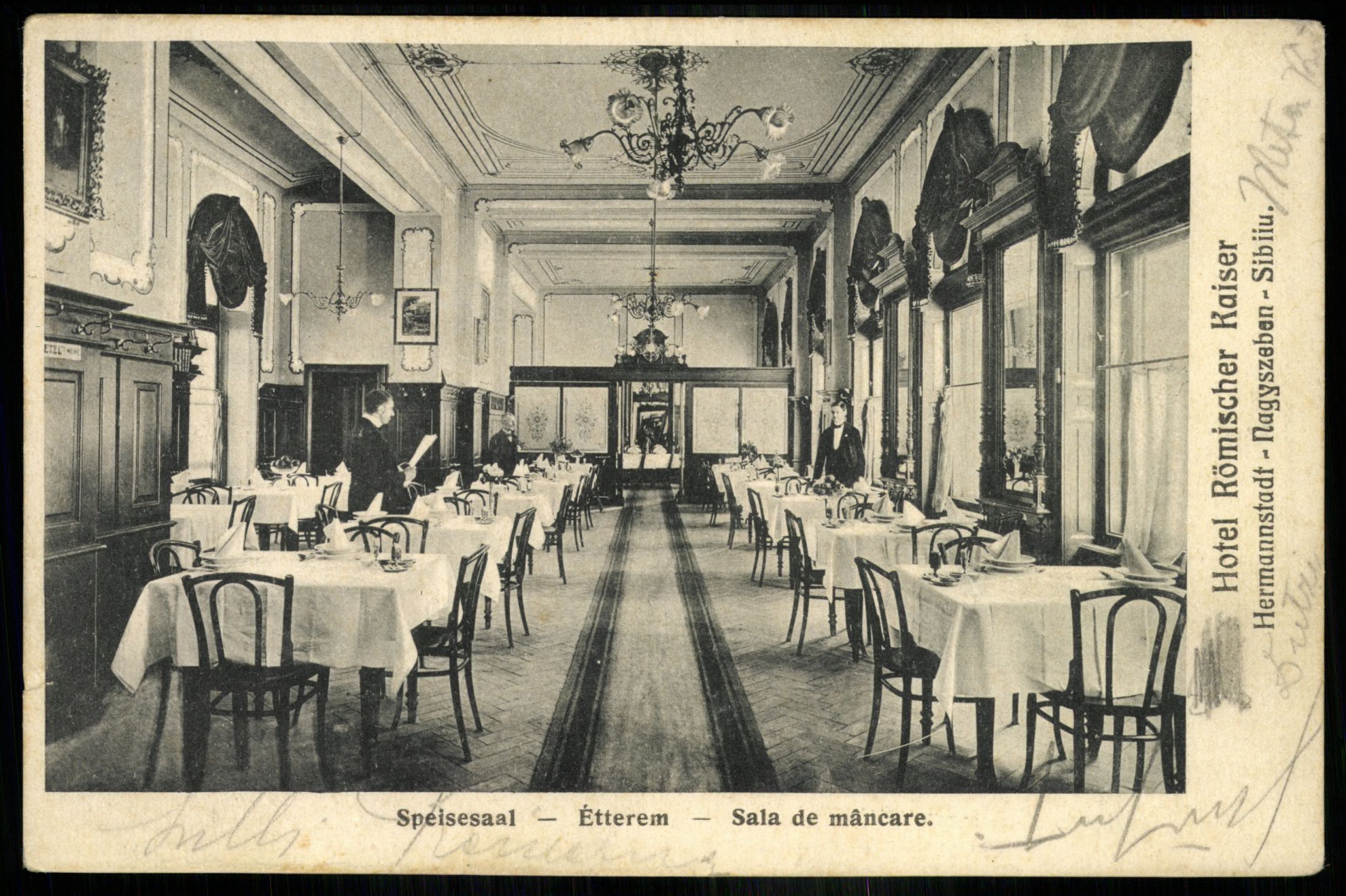 Nagyszeben Hotel Romischer Kaiser. Étterem (Magyar Kereskedelmi és Vendéglátóipari Múzeum CC BY-NC-ND)