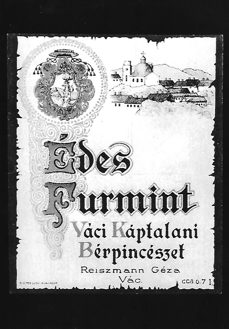 Borcímke Váci Káptalani Bérpincészet Vác 1917. (Magyar Kereskedelmi és Vendéglátóipari Múzeum CC BY-NC-ND)