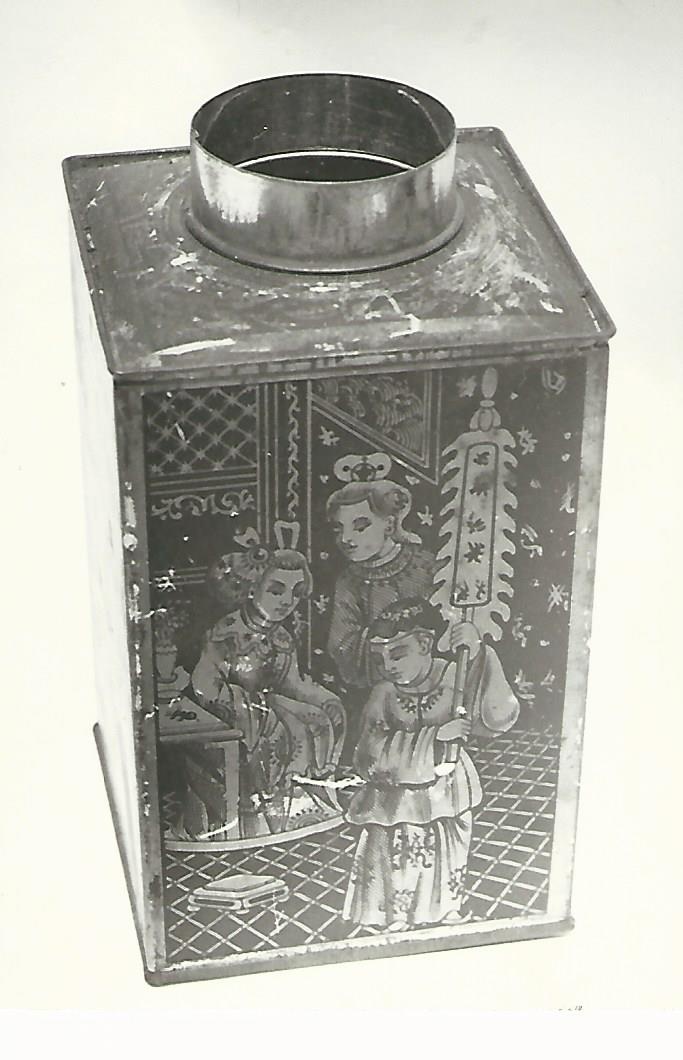 teásdoboz középkori jelenettel (Magyar Kereskedelmi és Vendéglátóipari Múzeum CC BY-NC-ND)