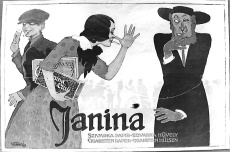 reklámplakát Janina Cigarettapapír Rt.Budapest (Magyar Kereskedelmi és Vendéglátóipari Múzeum CC BY-NC-ND)