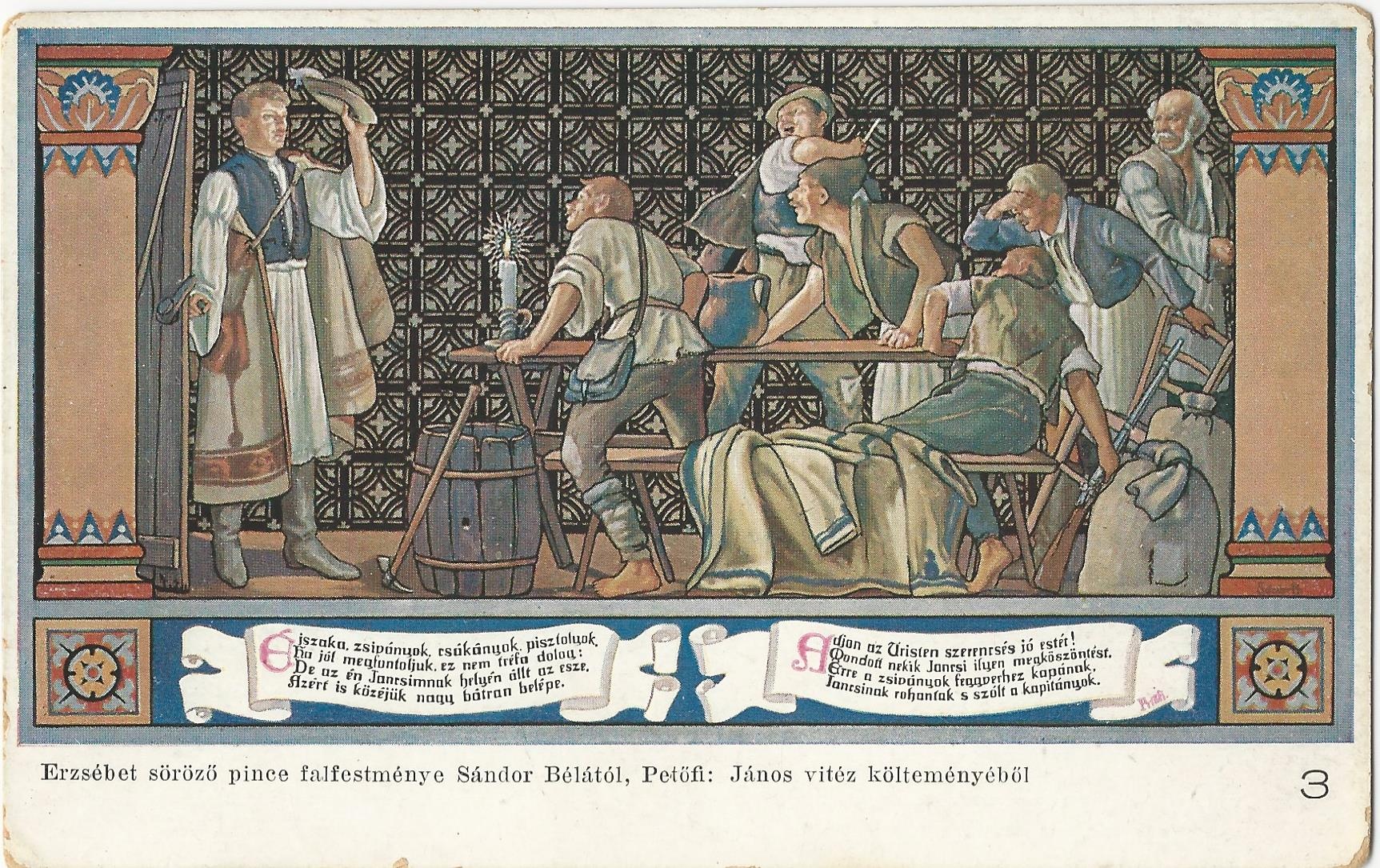 János Pince falfestménye, Erzsébet Szálló, Budapest (Magyar Kereskedelmi és Vendéglátóipari Múzeum CC BY-NC-ND)