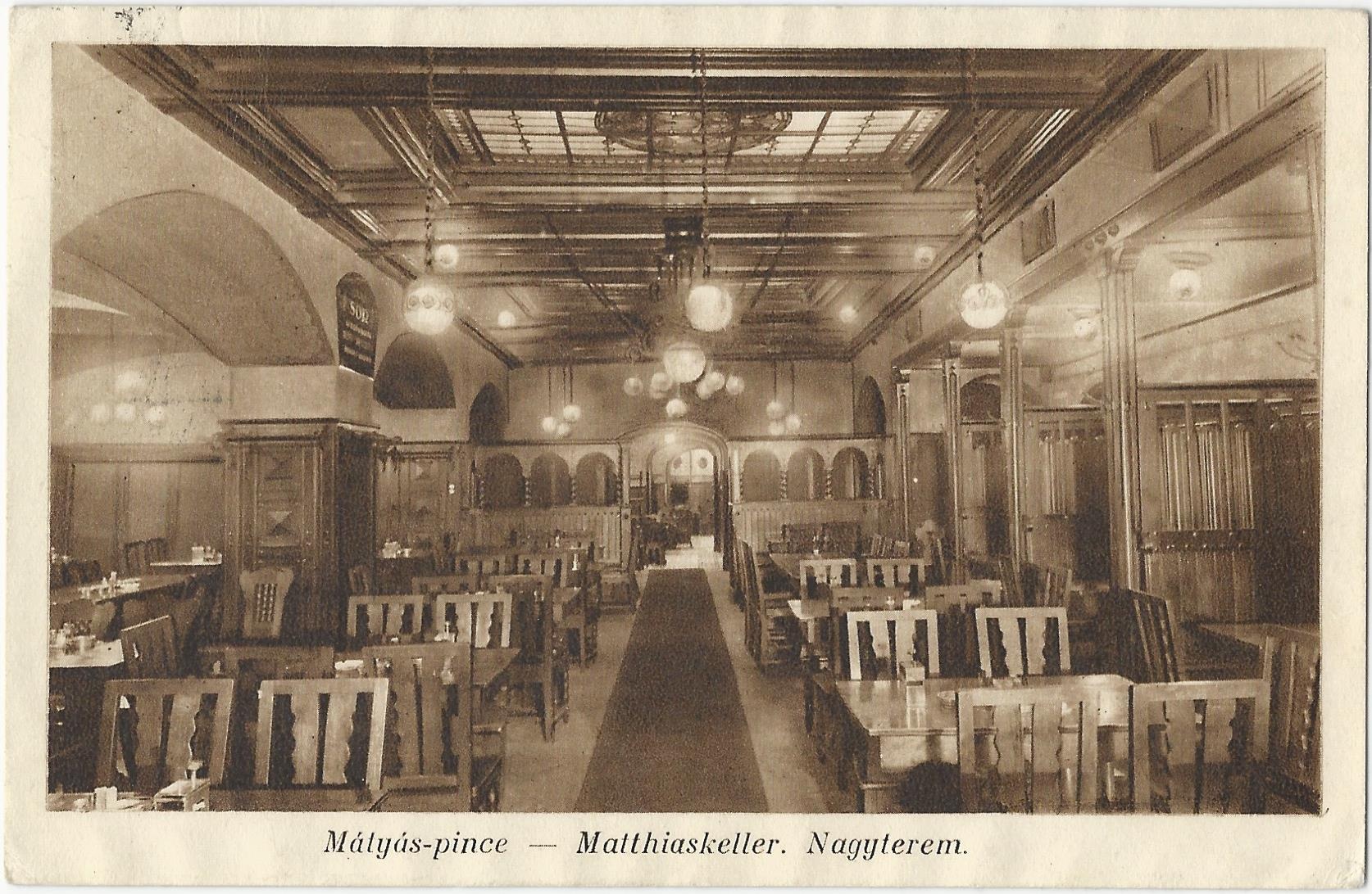 Mátyás Pince Étterem, Budapest 1940. (Magyar Kereskedelmi és Vendéglátóipari Múzeum CC BY-NC-ND)
