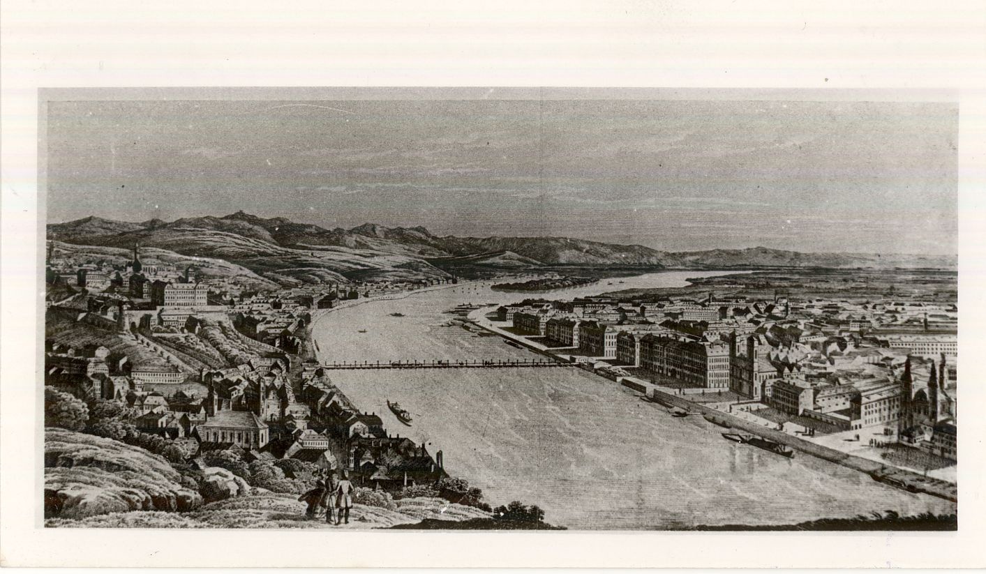 Buda és Pest látképe 1832-ből (Magyar Kereskedelmi és Vendéglátóipari Múzeum CC BY-NC-ND)