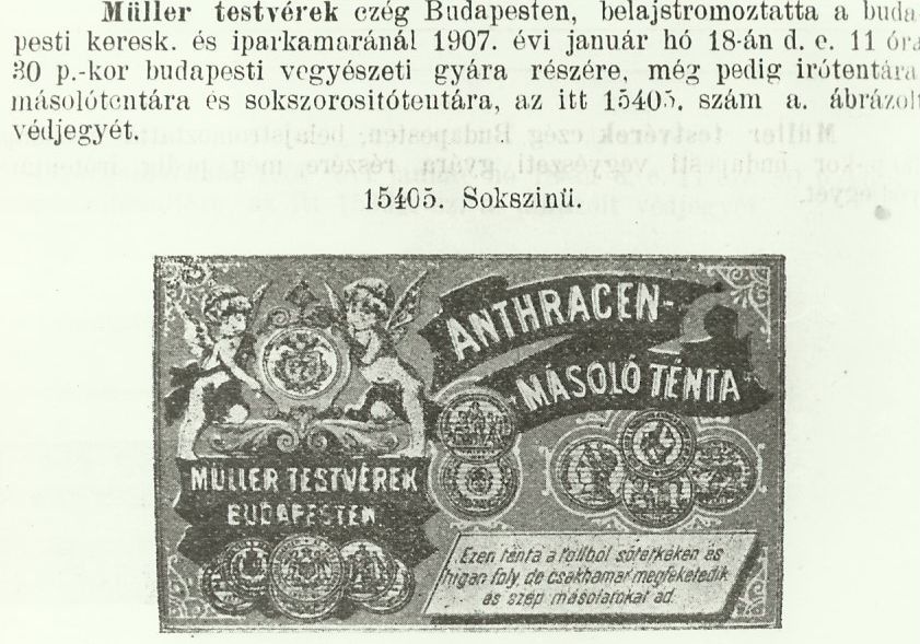 ANTHRACEN másoló ténta (Magyar Kereskedelmi és Vendéglátóipari Múzeum CC BY-NC-ND)