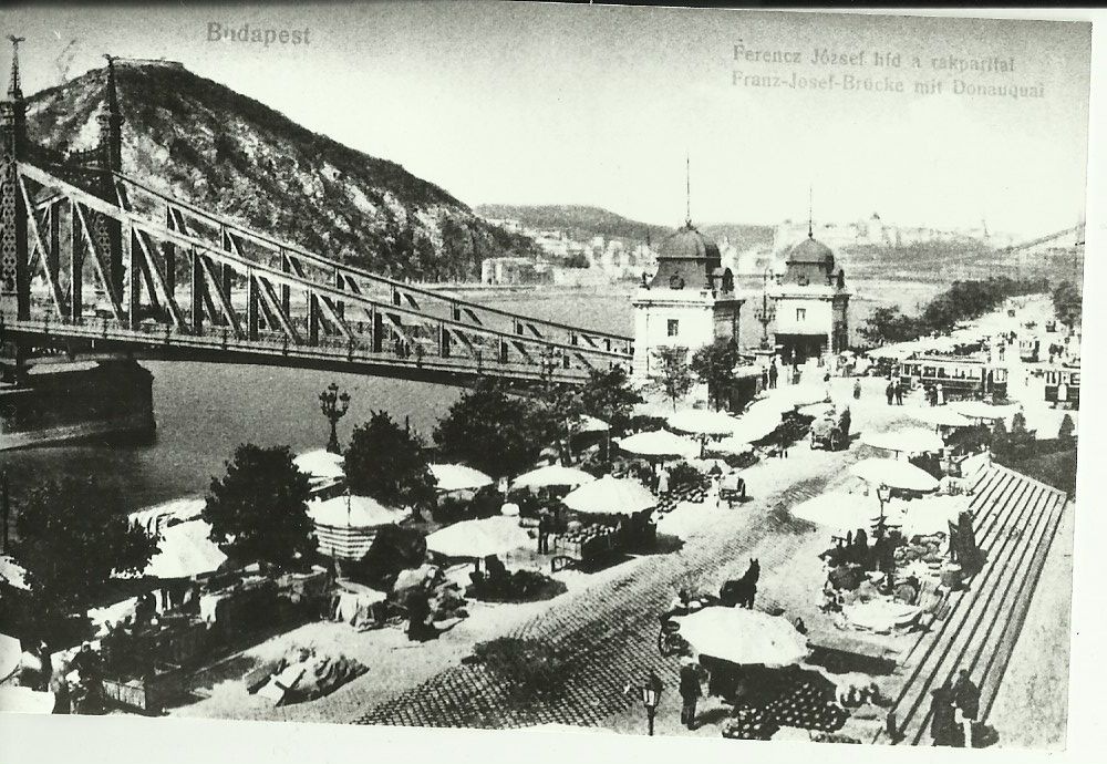 Ferenc József Híd a rakparttal (Magyar Kereskedelmi és Vendéglátóipari Múzeum CC BY-NC-ND)