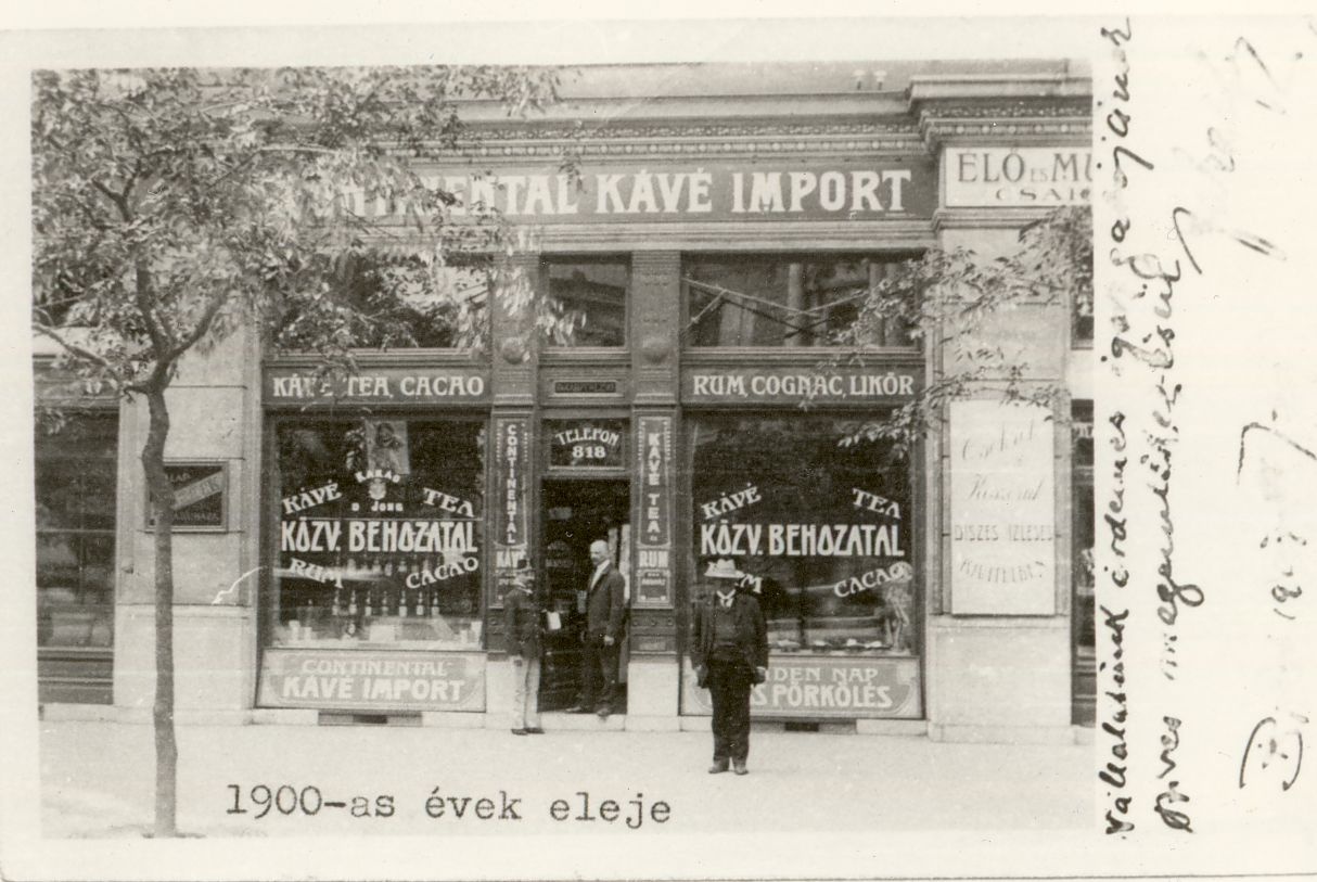 Continental Kávé Import üzlet Budapest 1900. (Magyar Kereskedelmi és Vendéglátóipari Múzeum CC BY-NC-ND)