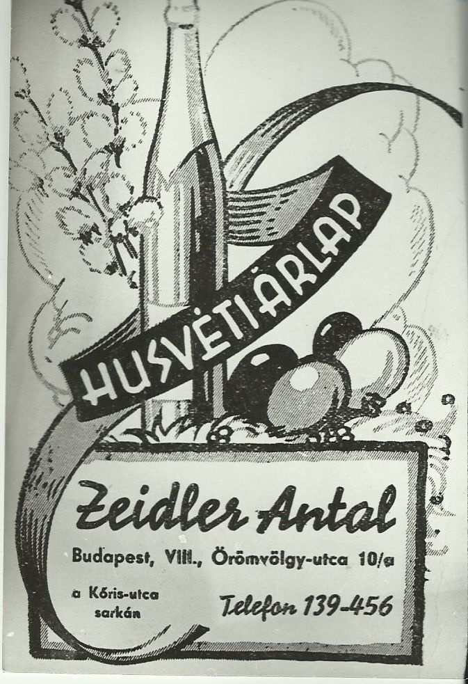 Húsvéti Árlap, Zeidler Antal (Magyar Kereskedelmi és Vendéglátóipari Múzeum CC BY-NC-ND)