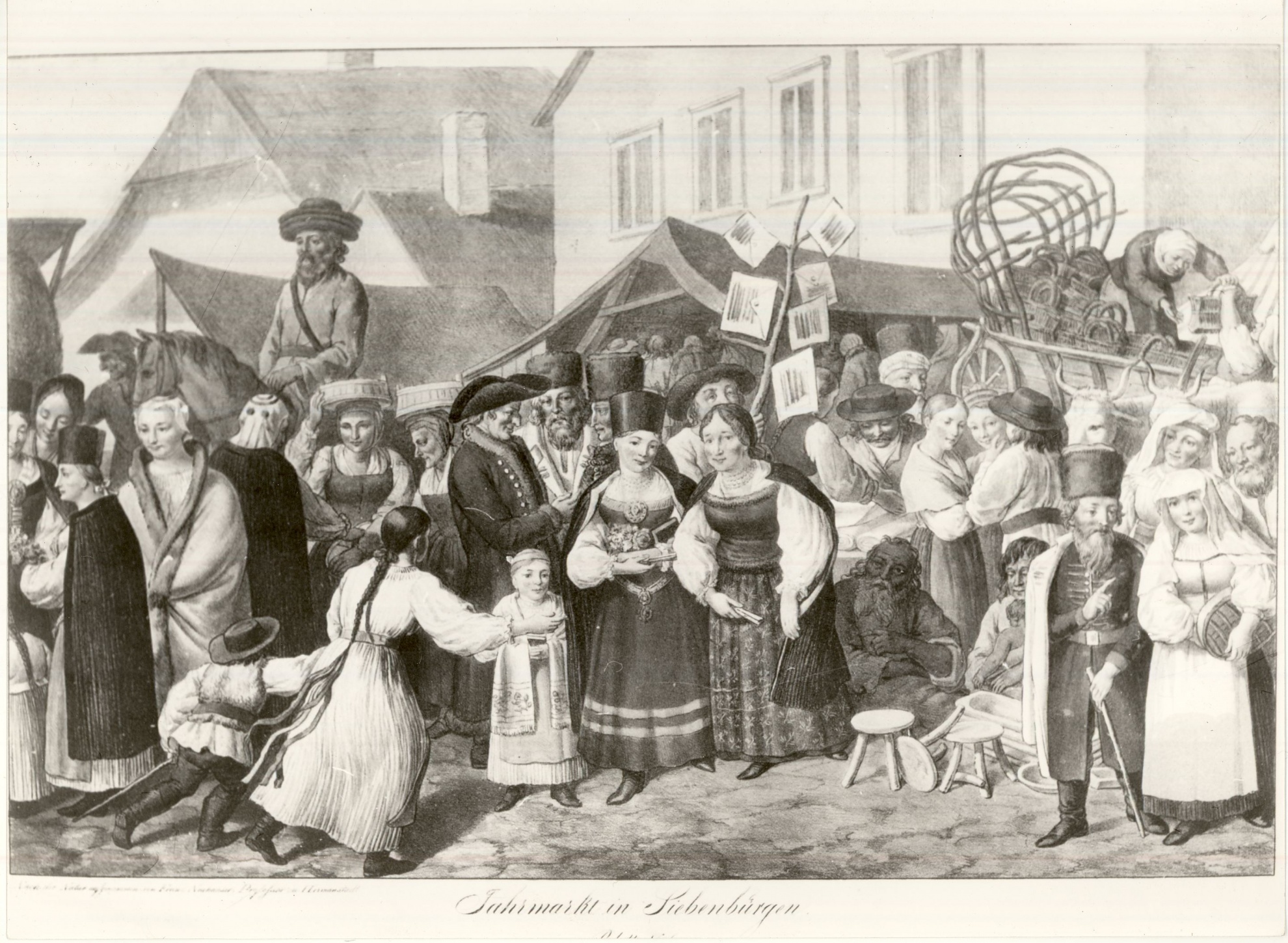 Vásár Erdély országban Nagyszeben 1819. (Magyar Kereskedelmi és Vendéglátóipari Múzeum CC BY-NC-ND)