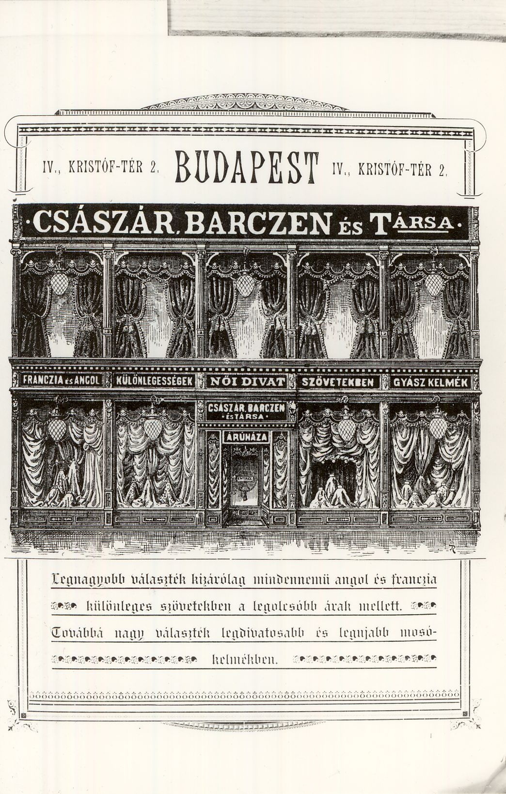 Császár Barczen és társa (Magyar Kereskedelmi és Vendéglátóipari Múzeum CC BY-NC-ND)