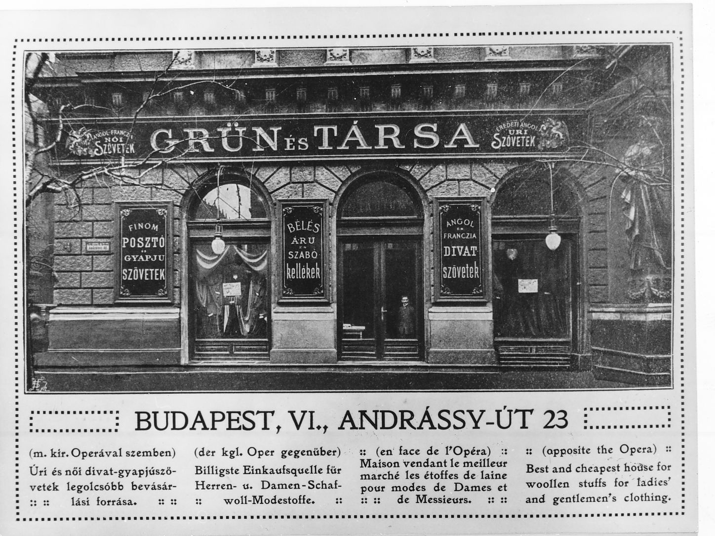 Grün és Társa szövetüzlet (Magyar Kereskedelmi és Vendéglátóipari Múzeum CC BY-NC-ND)
