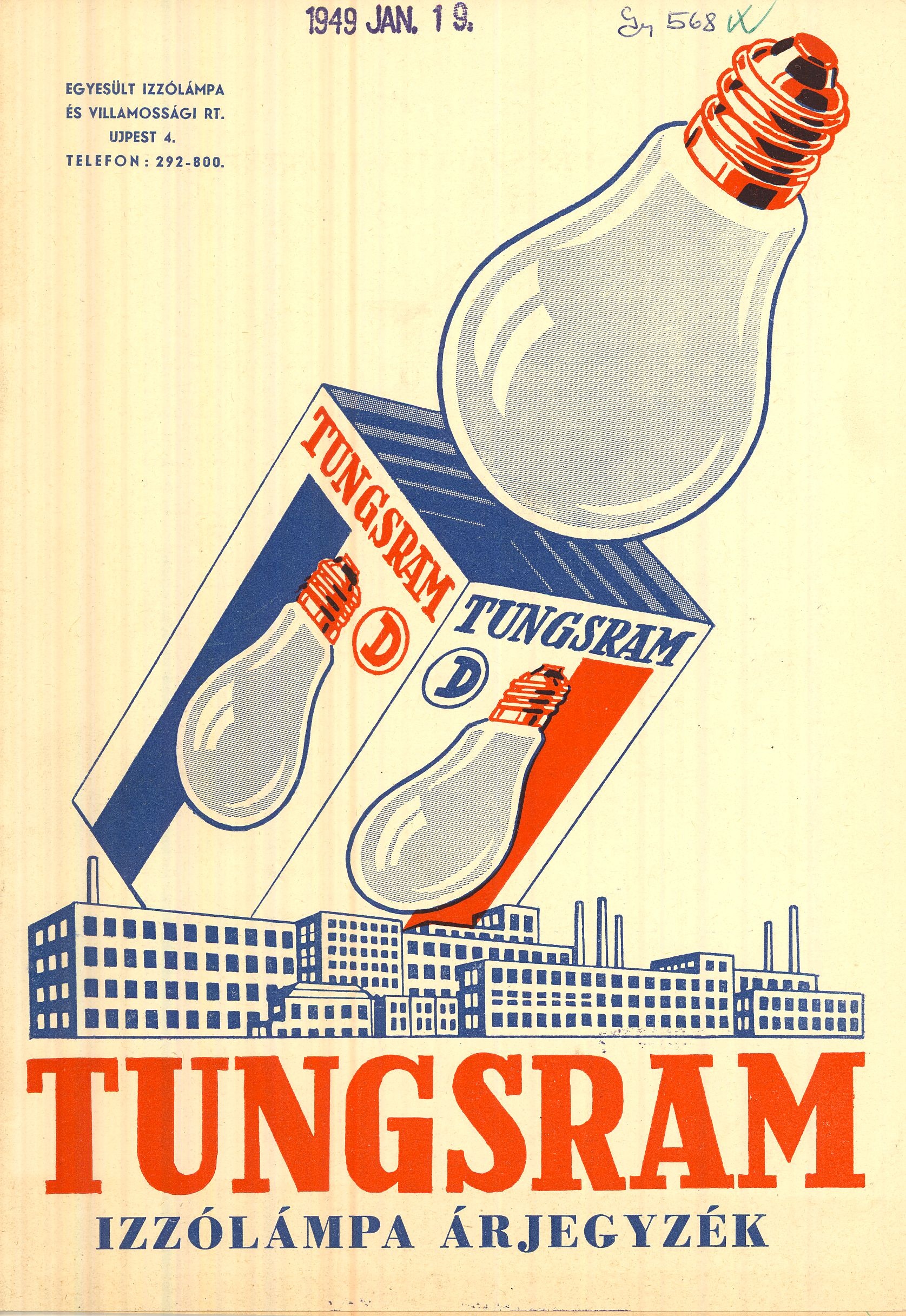 Tungsram izzólámpa árjegyzék (Magyar Kereskedelmi és Vendéglátóipari Múzeum CC BY-NC-SA)