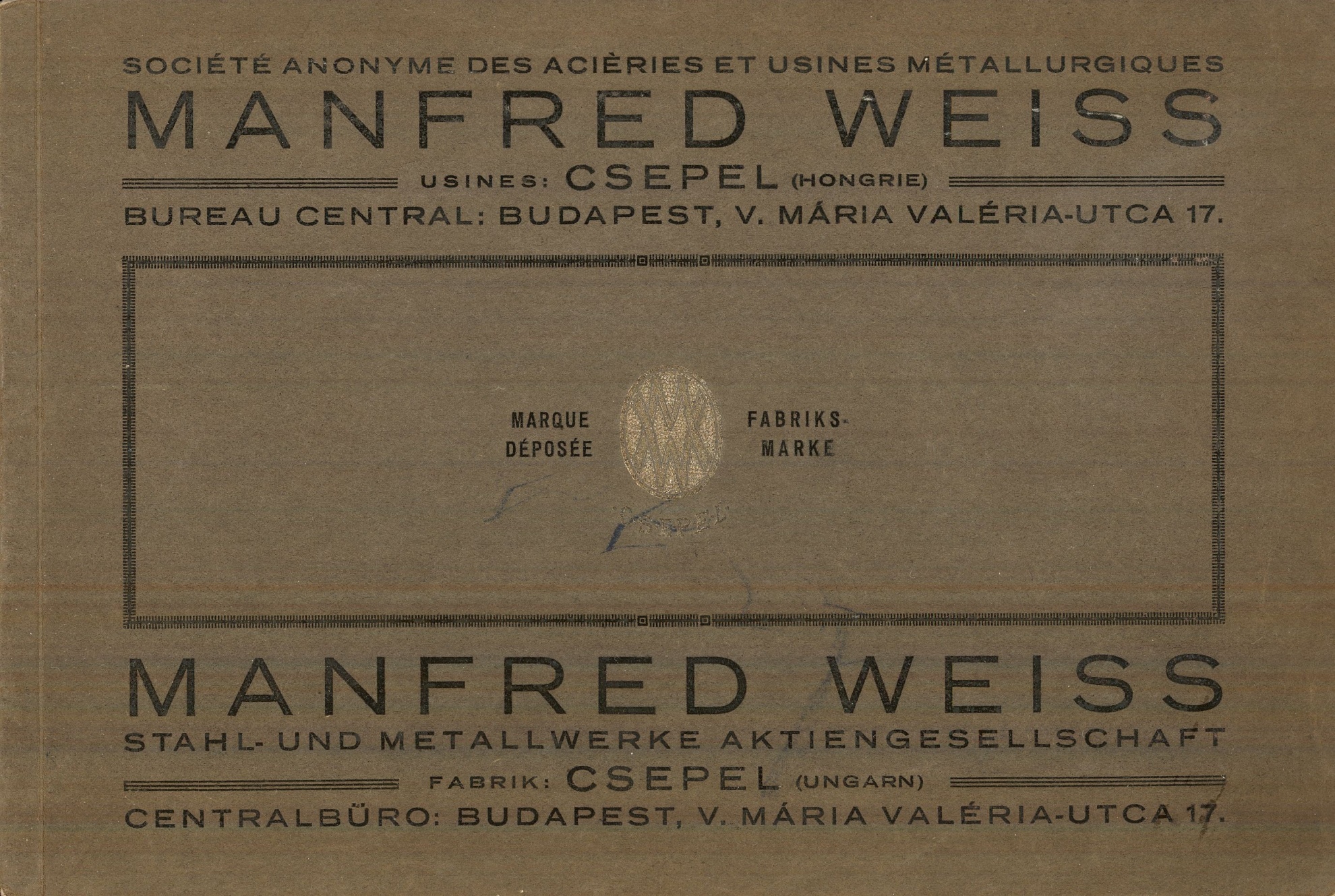 Weiss Manfréd árjegyzék (Magyar Kereskedelmi és Vendéglátóipari Múzeum CC BY-NC-SA)