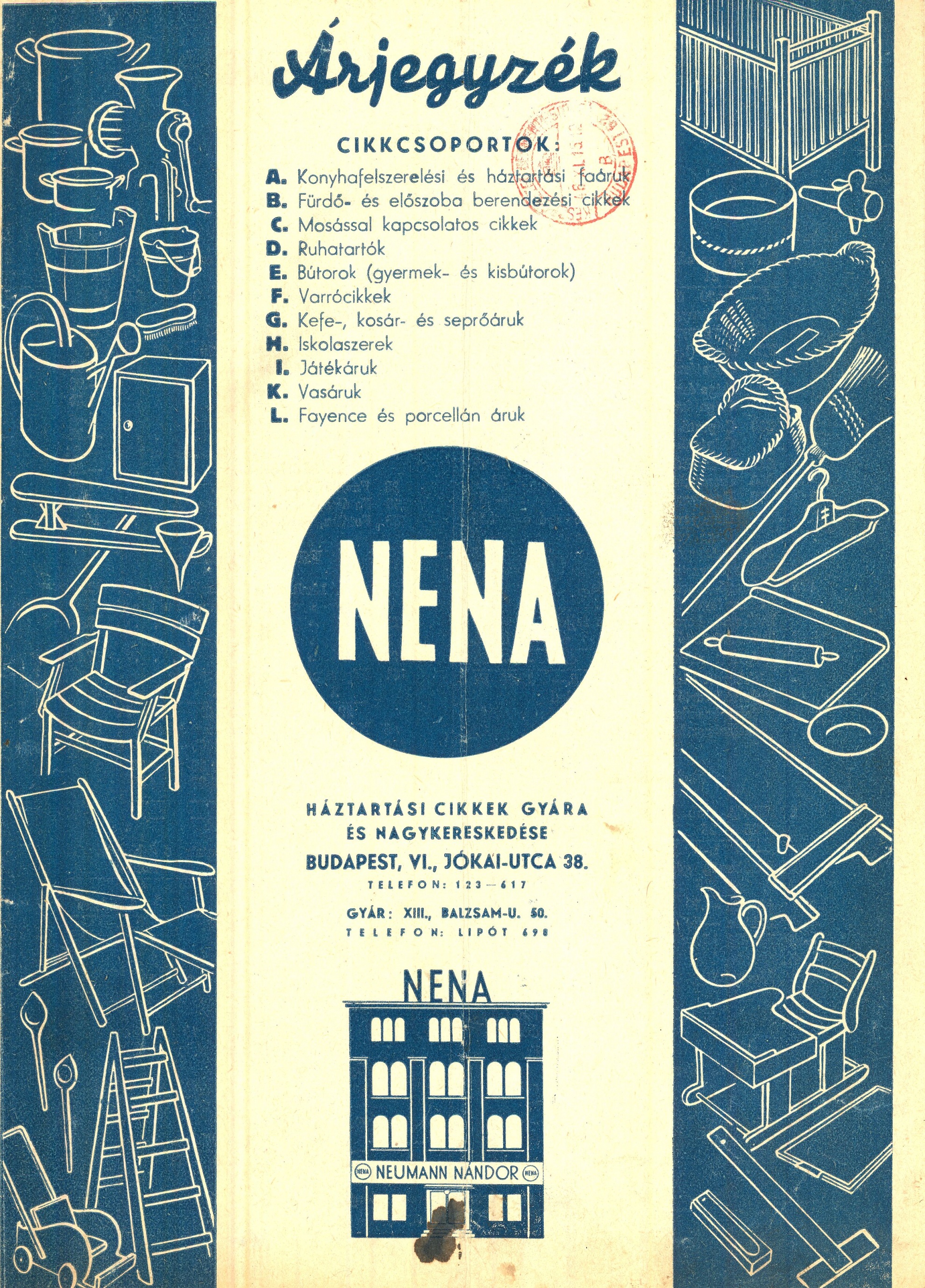NENA árjegyzék (Magyar Kereskedelmi és Vendéglátóipari Múzeum CC BY-NC-SA)