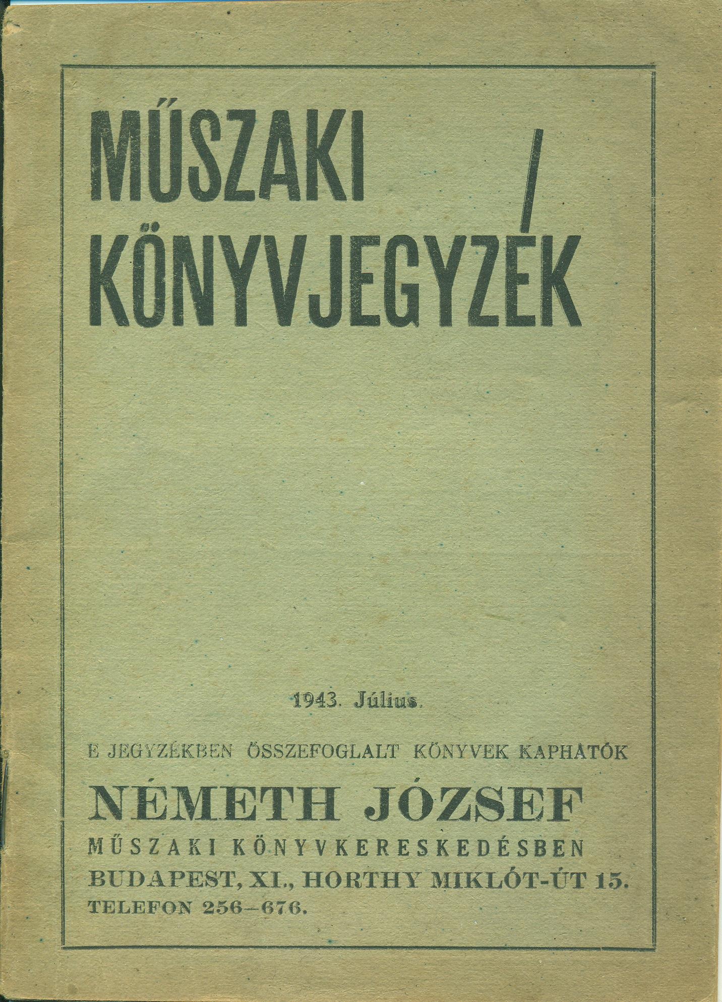 Műszaki könyvjegyzék (Magyar Kereskedelmi és Vendéglátóipari Múzeum CC BY-NC-SA)