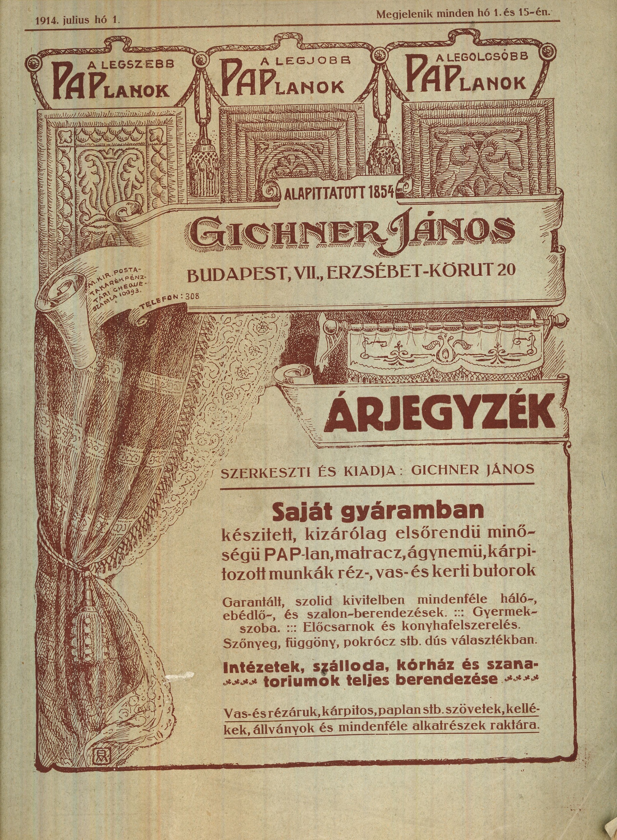 Gichner János árjegyzéke (Magyar Kereskedelmi és Vendéglátóipari Múzeum CC BY-NC-SA)