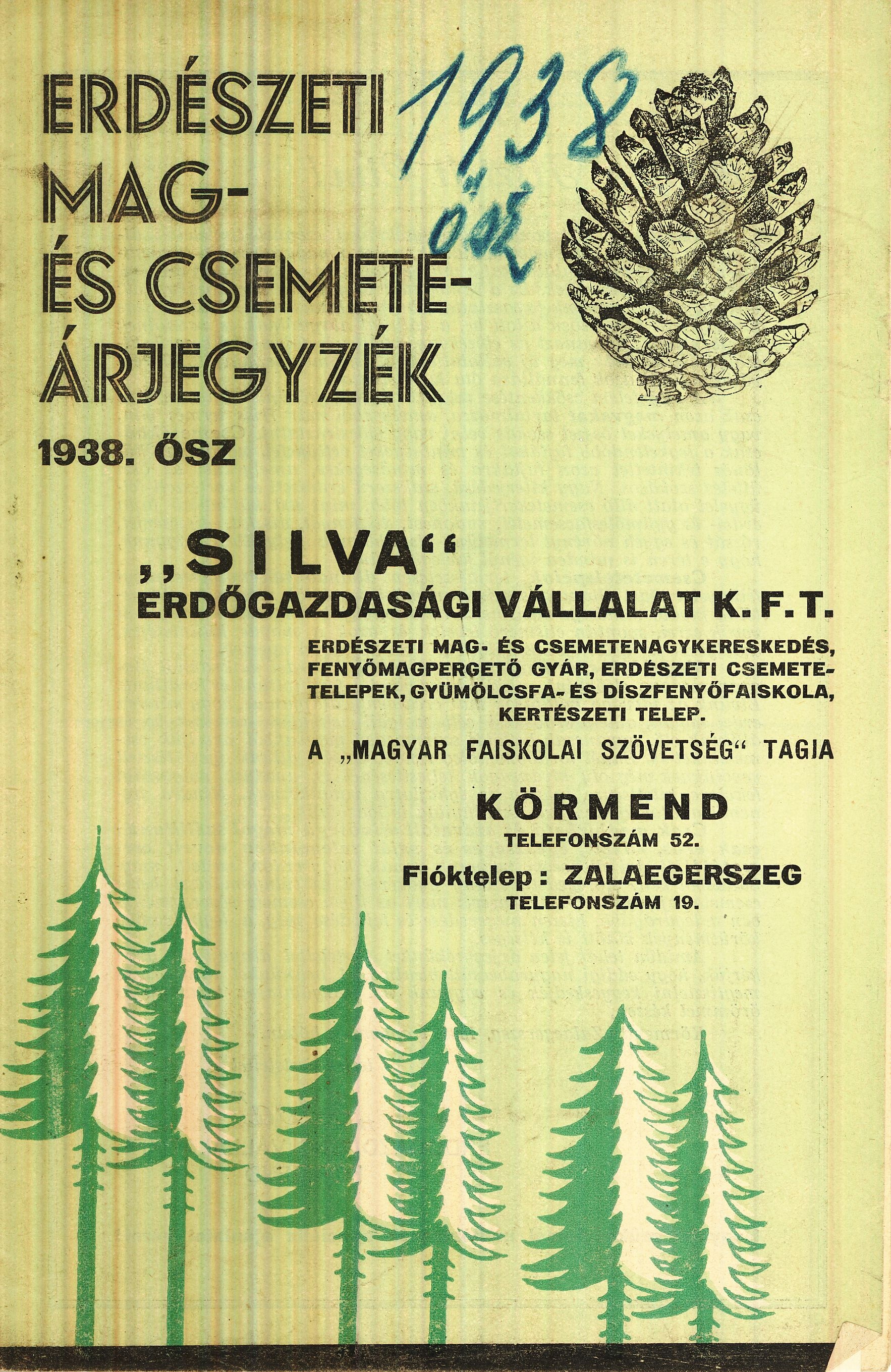 ERDÉSZETI MAG- ÉS CSEMETEÁRJEGYZÉK (Magyar Kereskedelmi és Vendéglátóipari Múzeum CC BY-NC-SA)