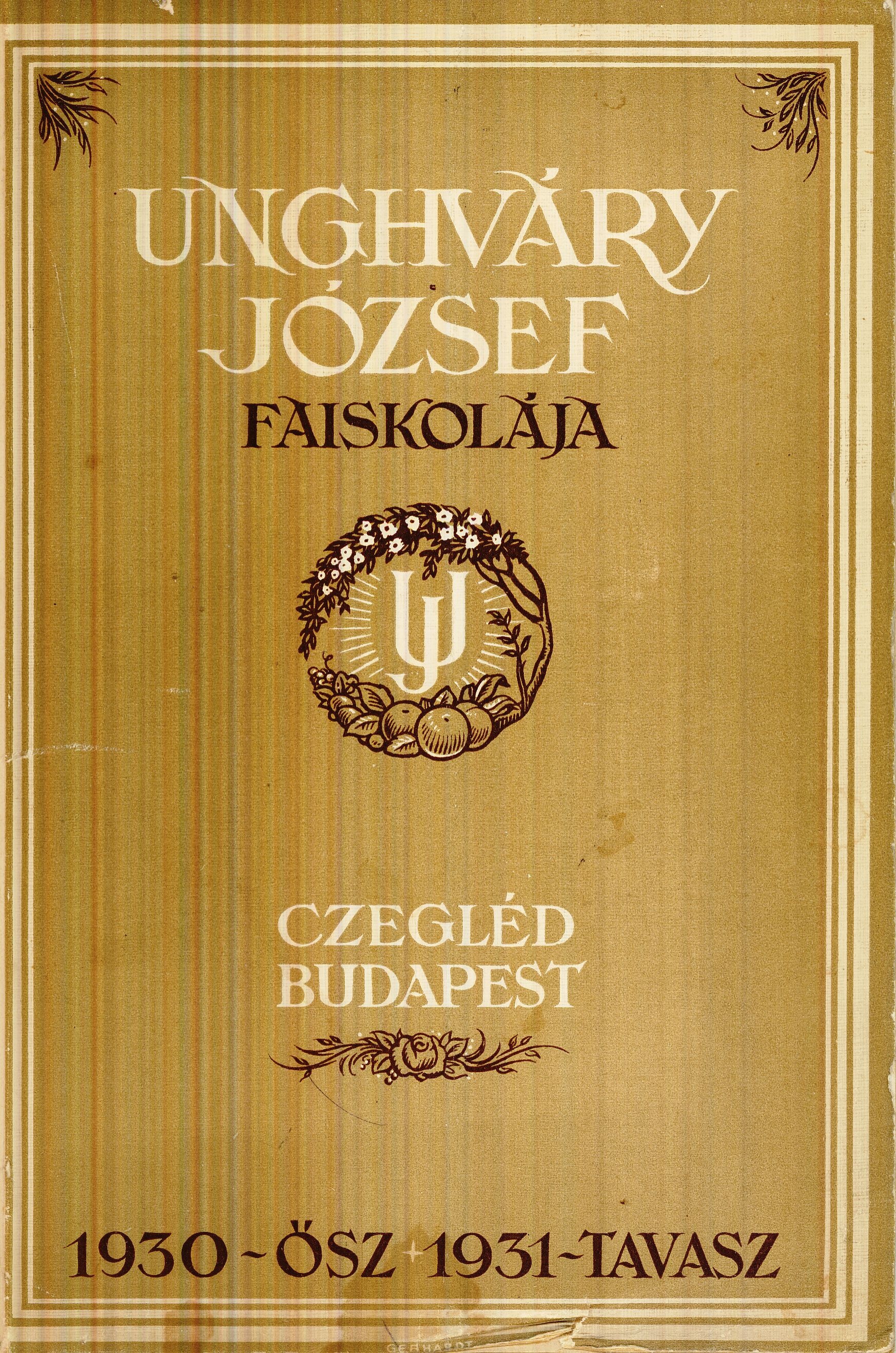 Unghváry László kertészeti árjegyzéke (Magyar Kereskedelmi és Vendéglátóipari Múzeum CC BY-NC-SA)
