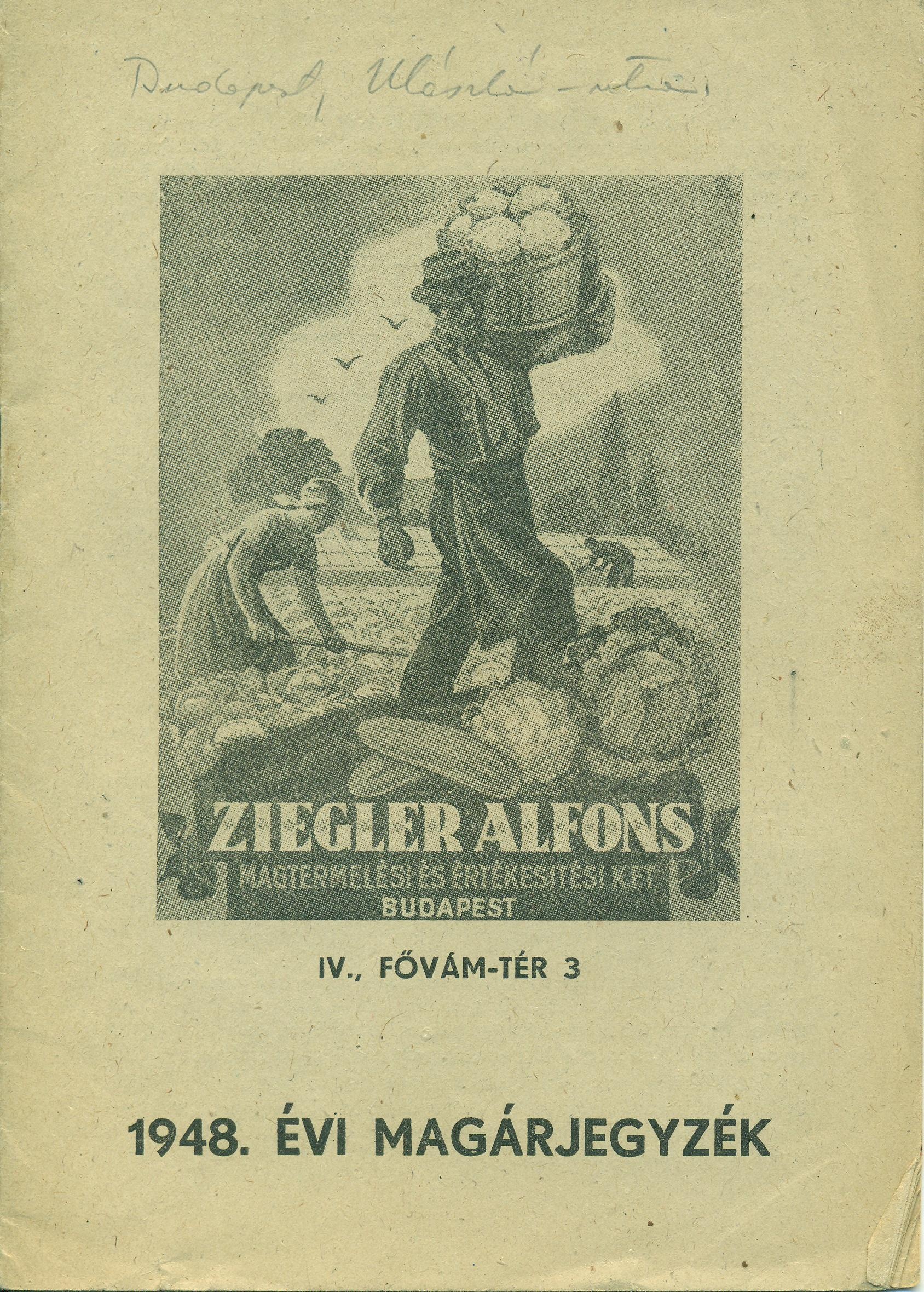 Ziegler Alfons magárjegyzéke (Magyar Kereskedelmi és Vendéglátóipari Múzeum CC BY-NC-SA)