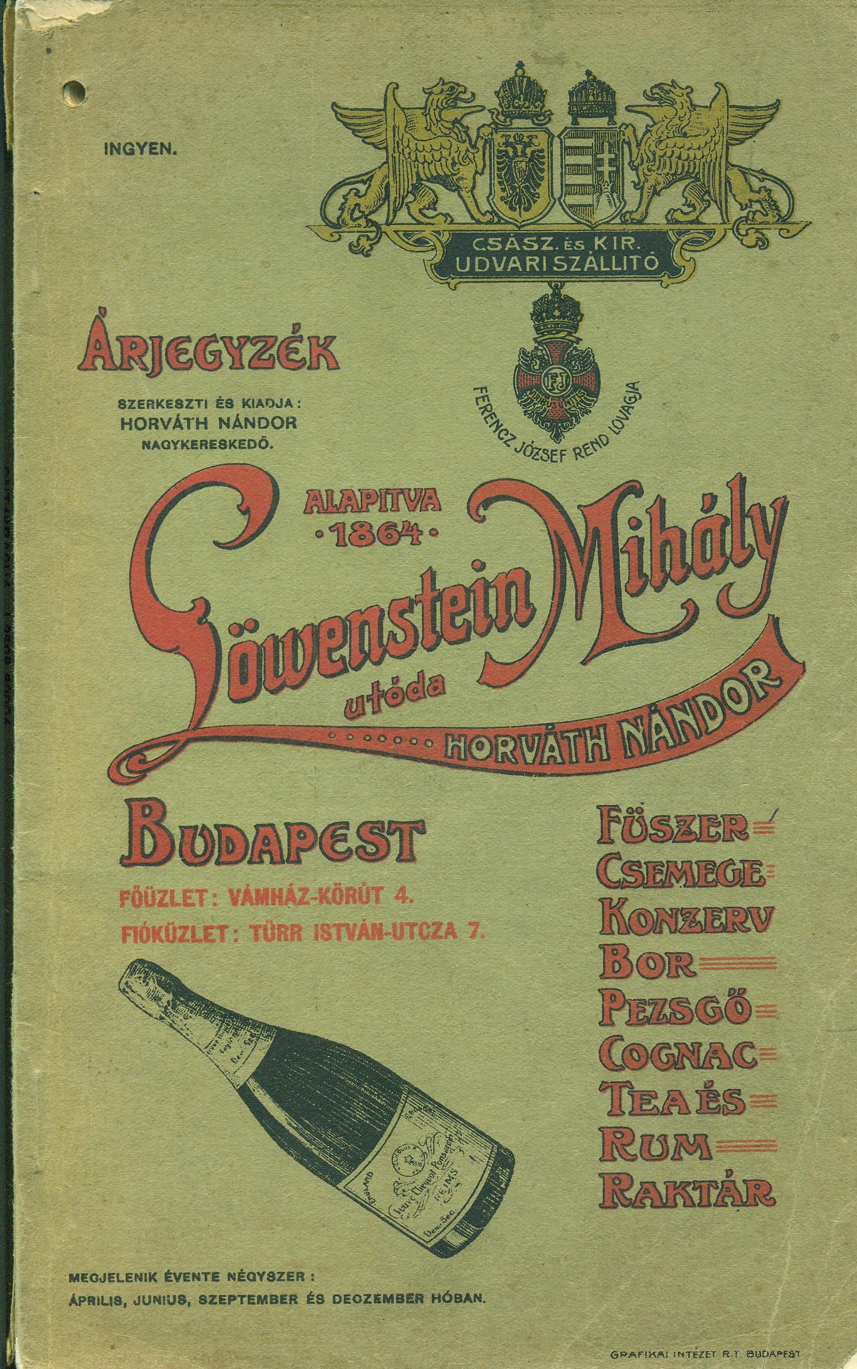 Árjegyzék (Magyar Kereskedelmi és Vendéglátóipari Múzeum CC BY-NC-SA)