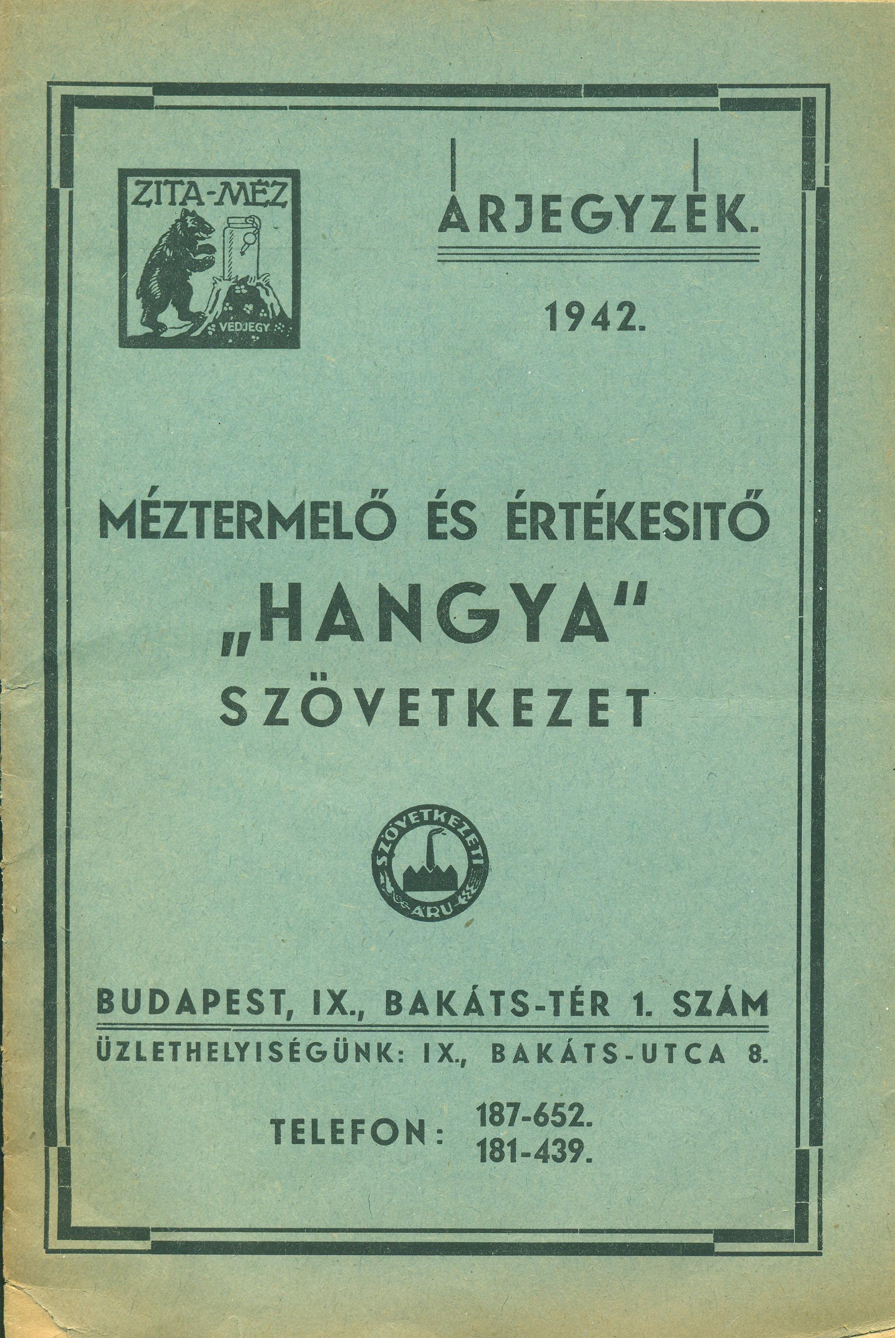 ÁRJEGYZÉK 1942. (Magyar Kereskedelmi és Vendéglátóipari Múzeum CC BY-NC-SA)