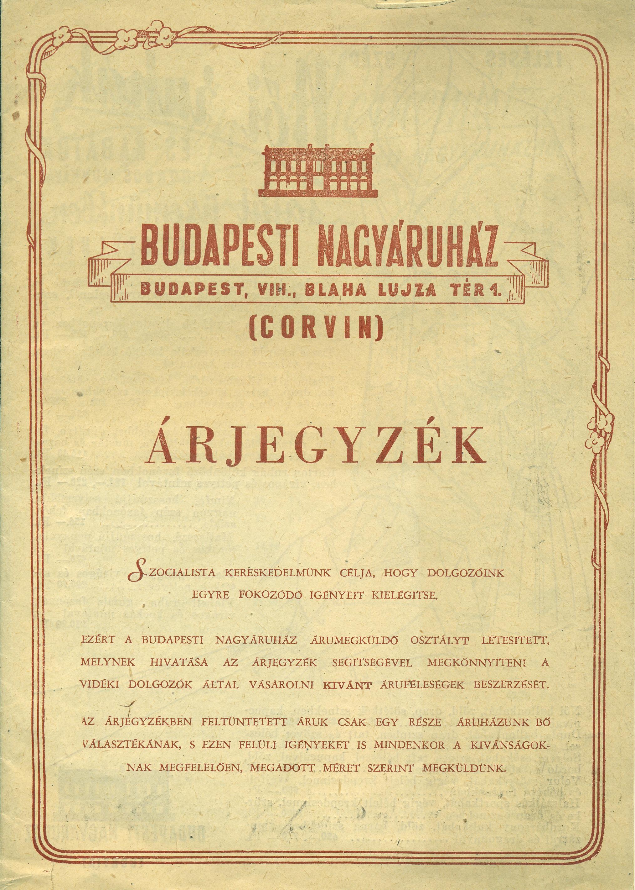 ÁRJEGYZÉK (Magyar Kereskedelmi és Vendéglátóipari Múzeum CC BY-NC-SA)