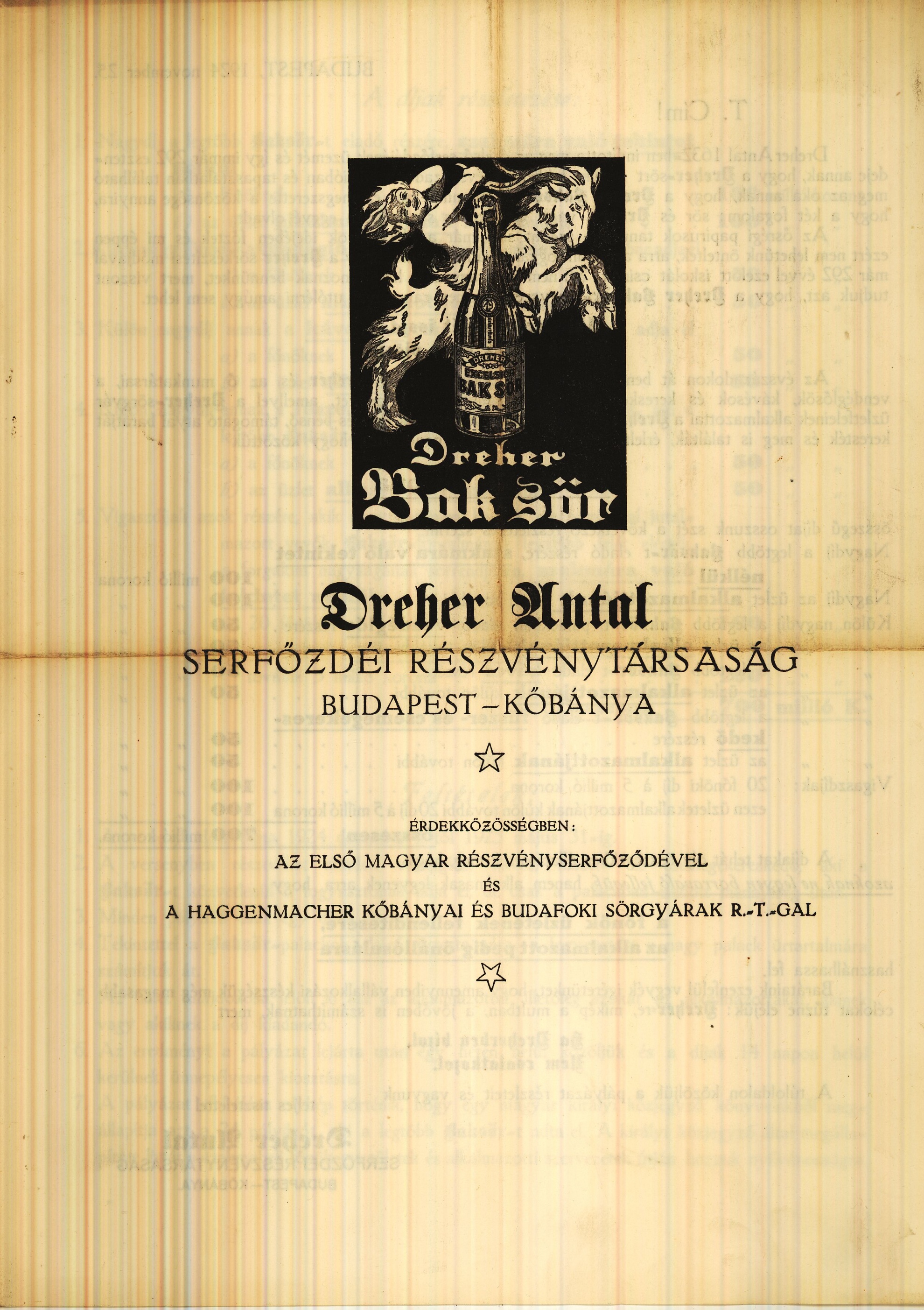 Dreher levél, felhívás (Magyar Kereskedelmi és Vendéglátóipari Múzeum CC BY-NC-SA)