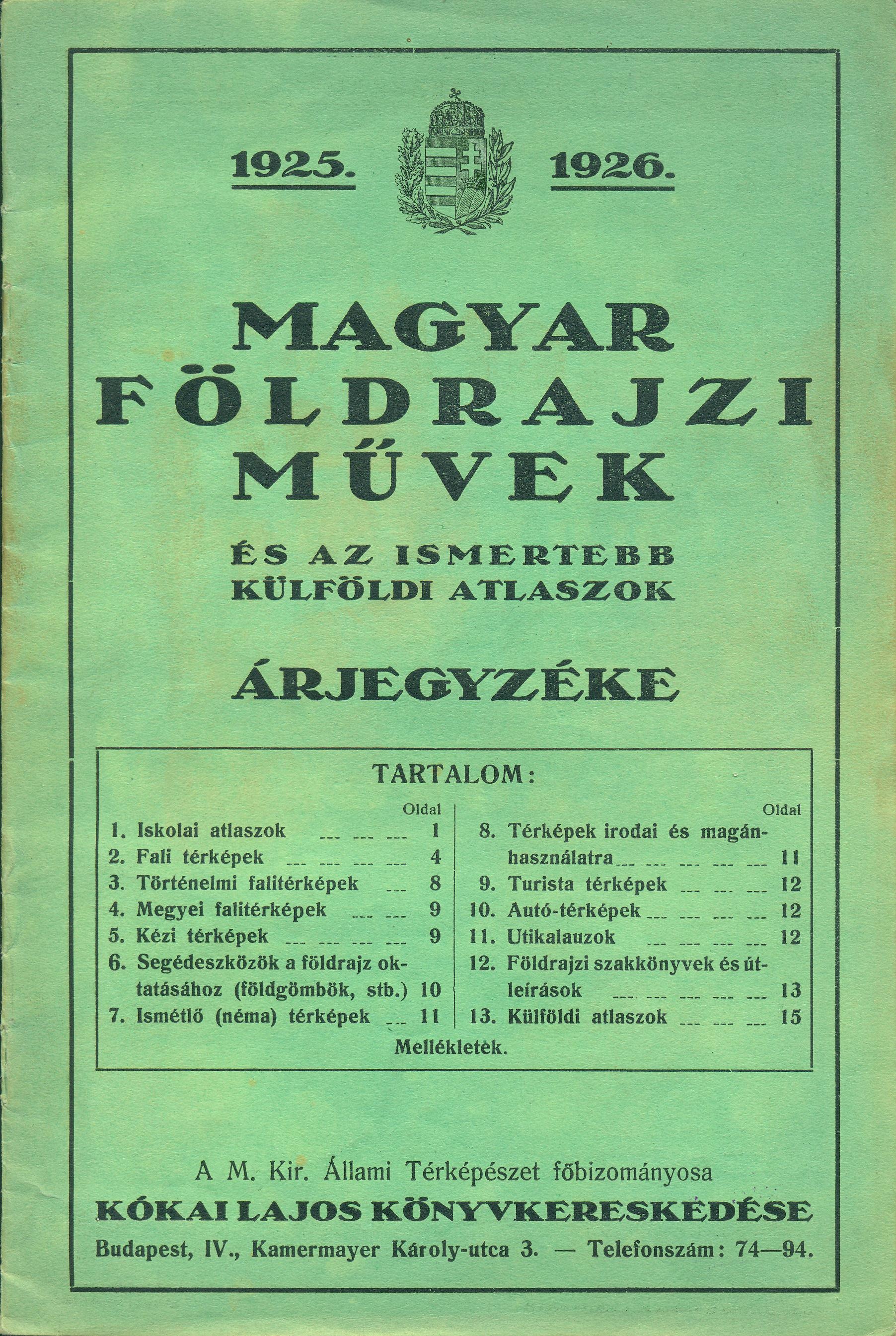 Magyar földrajzi művek és az ismertebb külföldi atlaszok árjegyzéke (Magyar Kereskedelmi és Vendéglátóipari Múzeum CC BY-NC-SA)