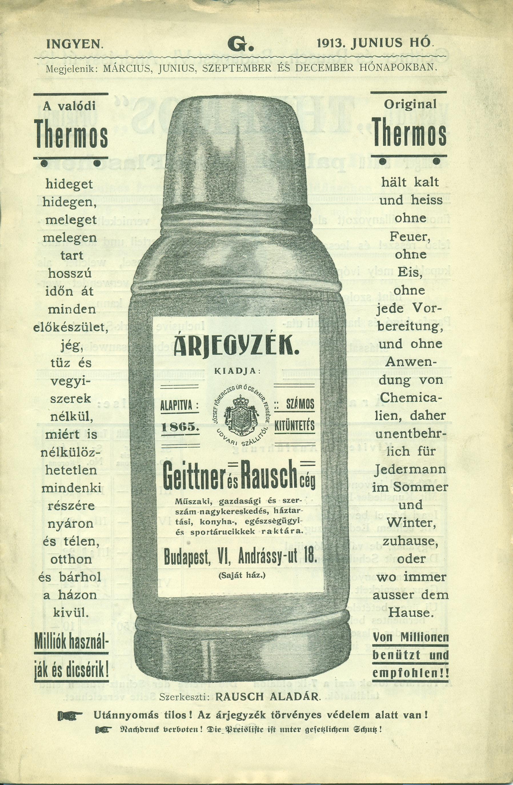 Geittner és Rausch árjegyzék (Magyar Kereskedelmi és Vendéglátóipari Múzeum CC BY-NC-SA)