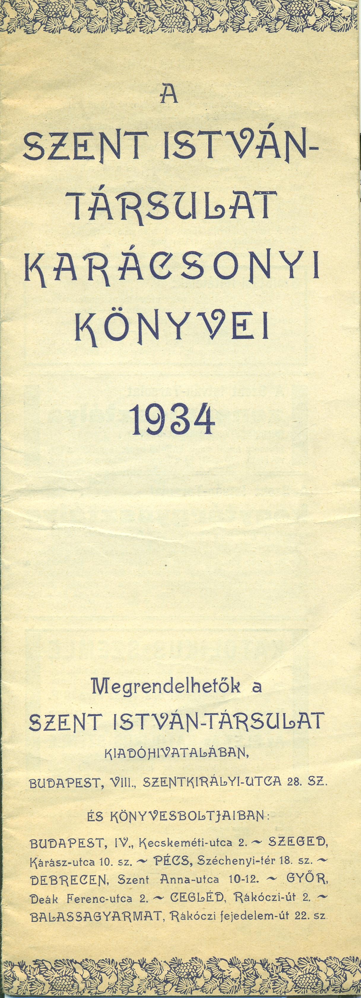 A Szent István Társulat karácsonyi könyvei 1934 (Magyar Kereskedelmi és Vendéglátóipari Múzeum CC BY-NC-SA)