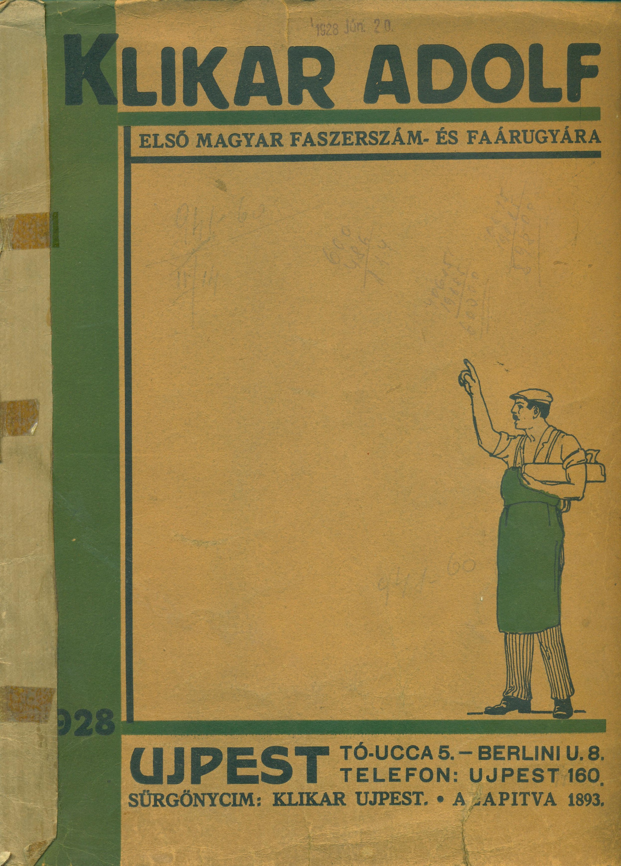 Klikar Adolf árjegyzék (Magyar Kereskedelmi és Vendéglátóipari Múzeum CC BY-NC-SA)