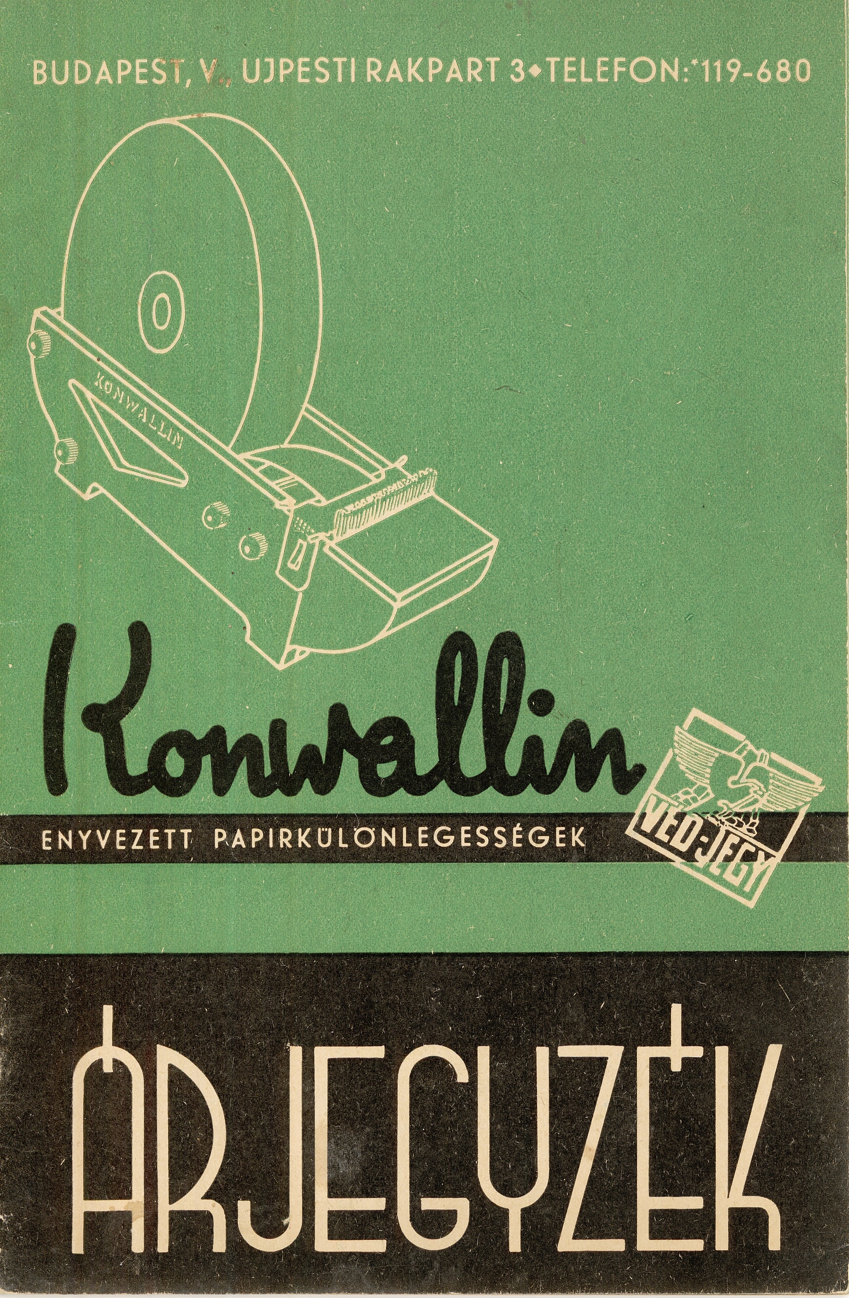 Konwallin enyvezett papirkülönlegességek árjegyzéke (Magyar Kereskedelmi és Vendéglátóipari Múzeum CC BY-NC-SA)