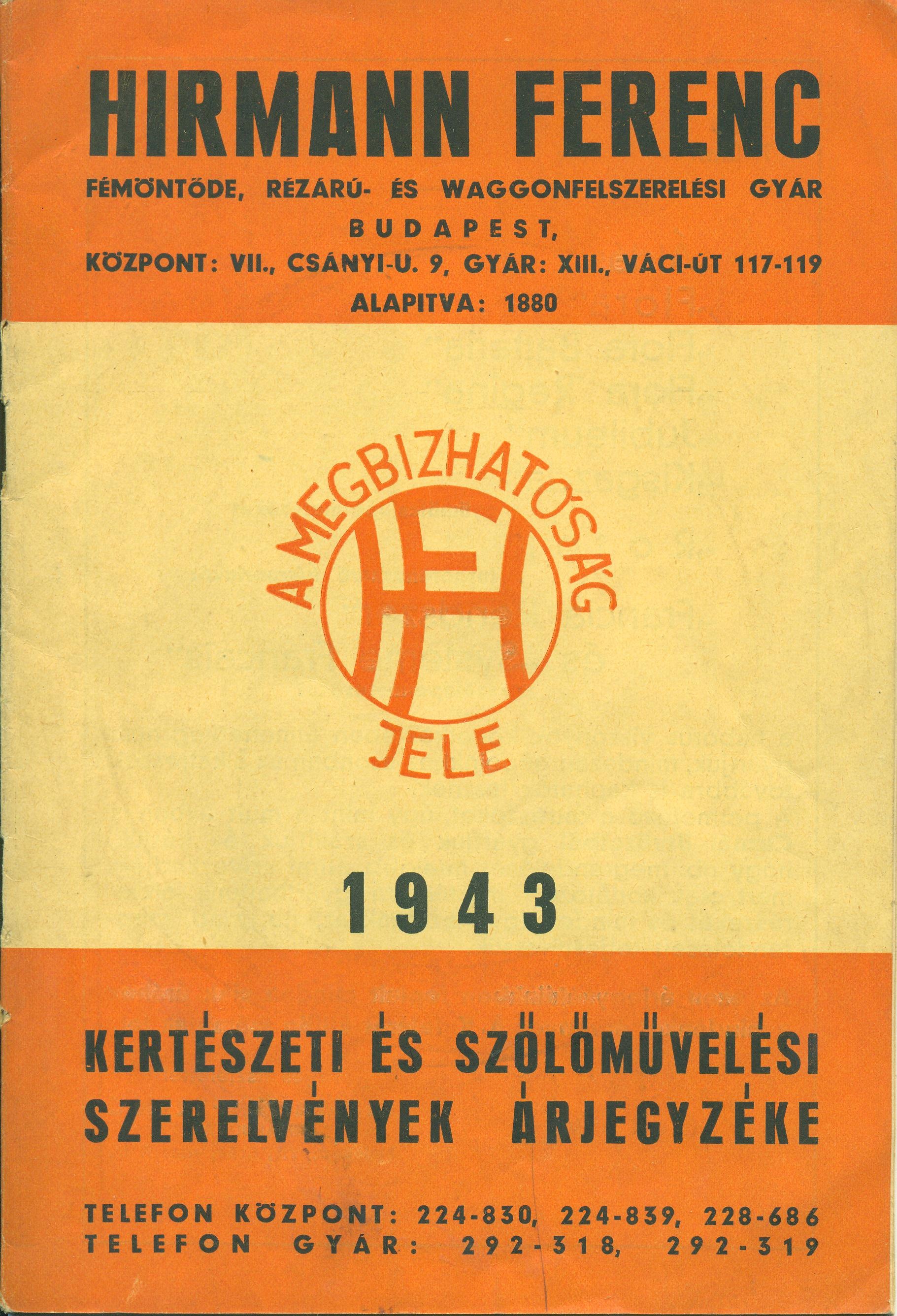 Kertészeti és szőlőművelési szerelvények árjegyzéke (Magyar Kereskedelmi és Vendéglátóipari Múzeum CC BY-NC-SA)