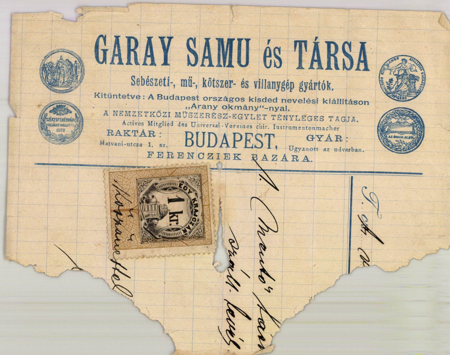 Garay Samu és Társa Sebészeti-, mű-, kötszer- és villanygép gyártók (Magyar Kereskedelmi és Vendéglátóipari Múzeum CC BY-NC-SA)